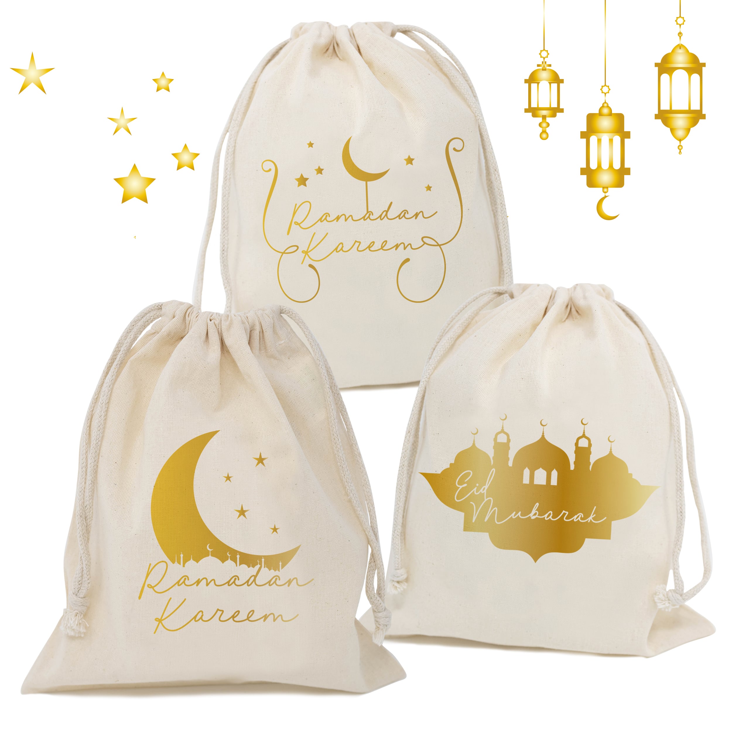 Ramadan Gold Zuziehbeutel 3x Ramadan Gold Zuziehbeutel 3x