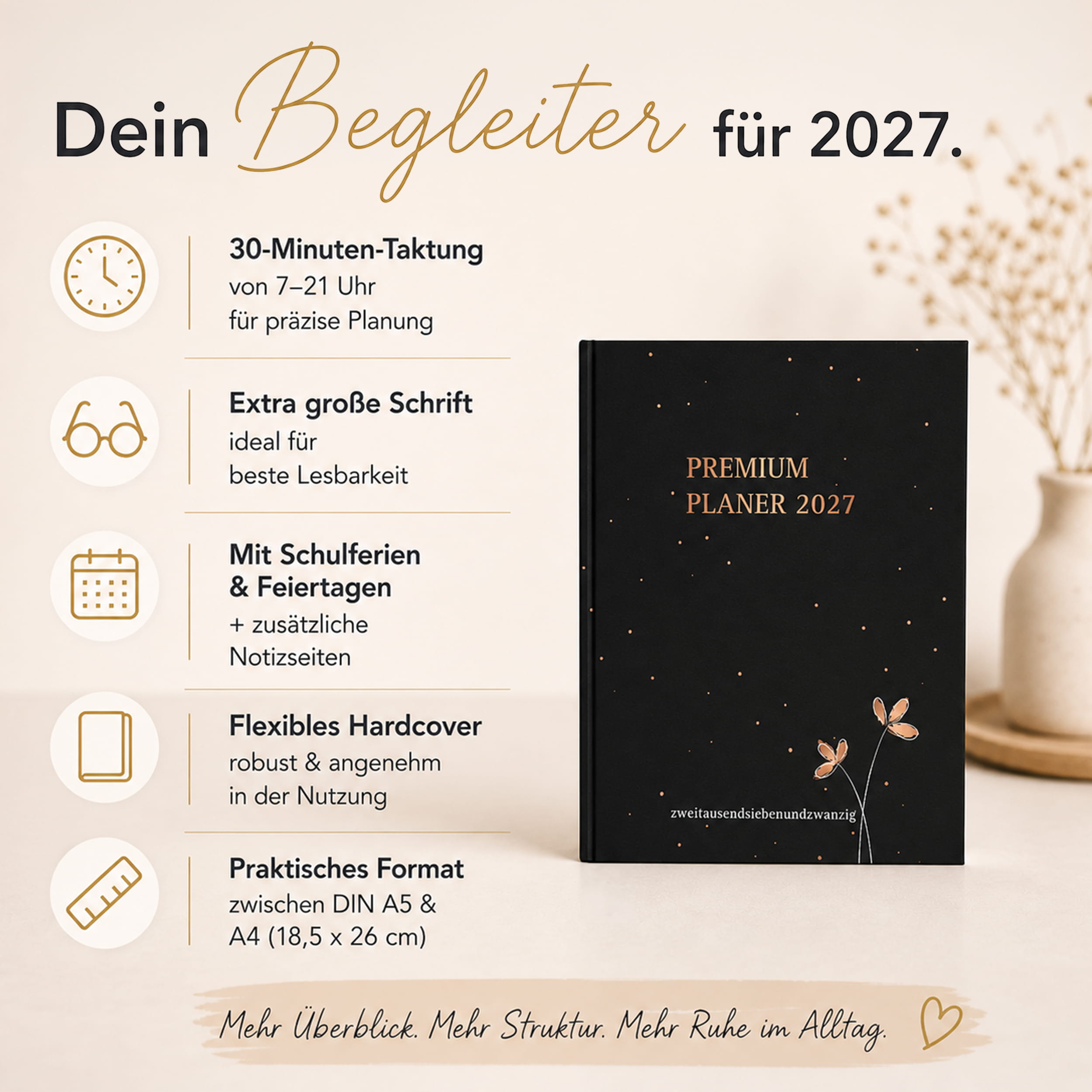 Buchkalender 2027 OptiPlaner Noir schwarz