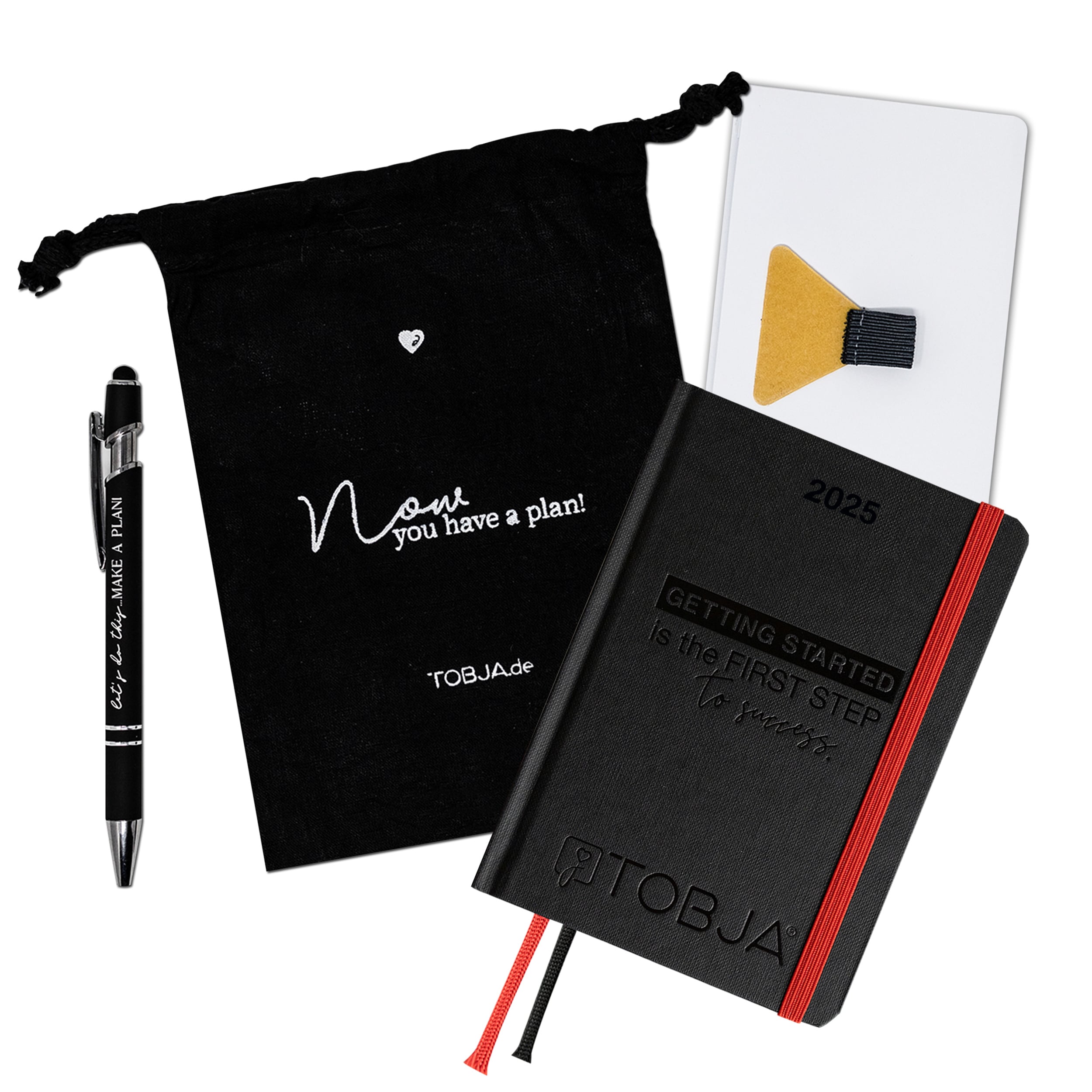 Taschenkalender 2025 A6 "Black" + Zubehör Taschenkalender 2025 A6 "Black" + Zubehör