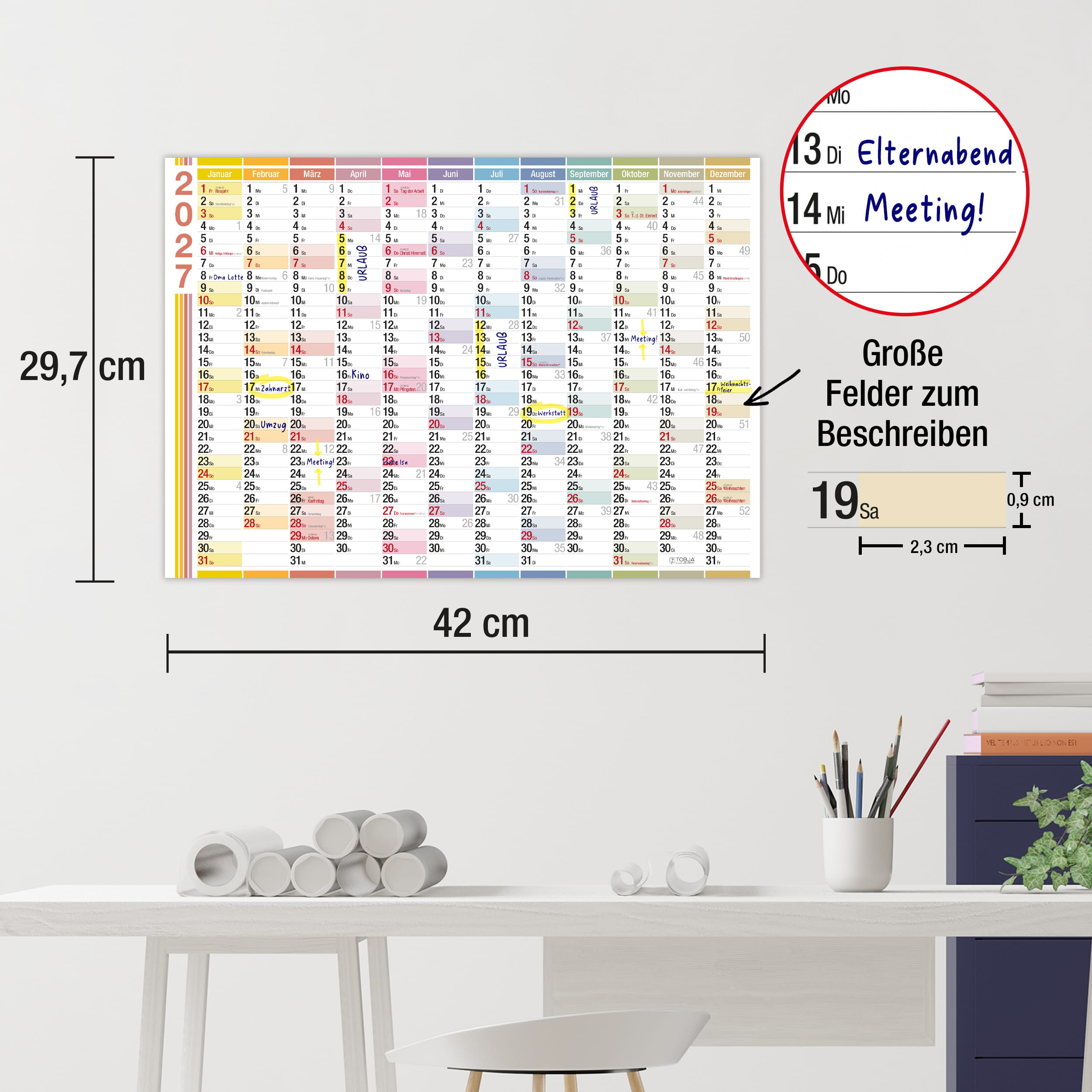 Wandkalender 2027 A3 Color Line