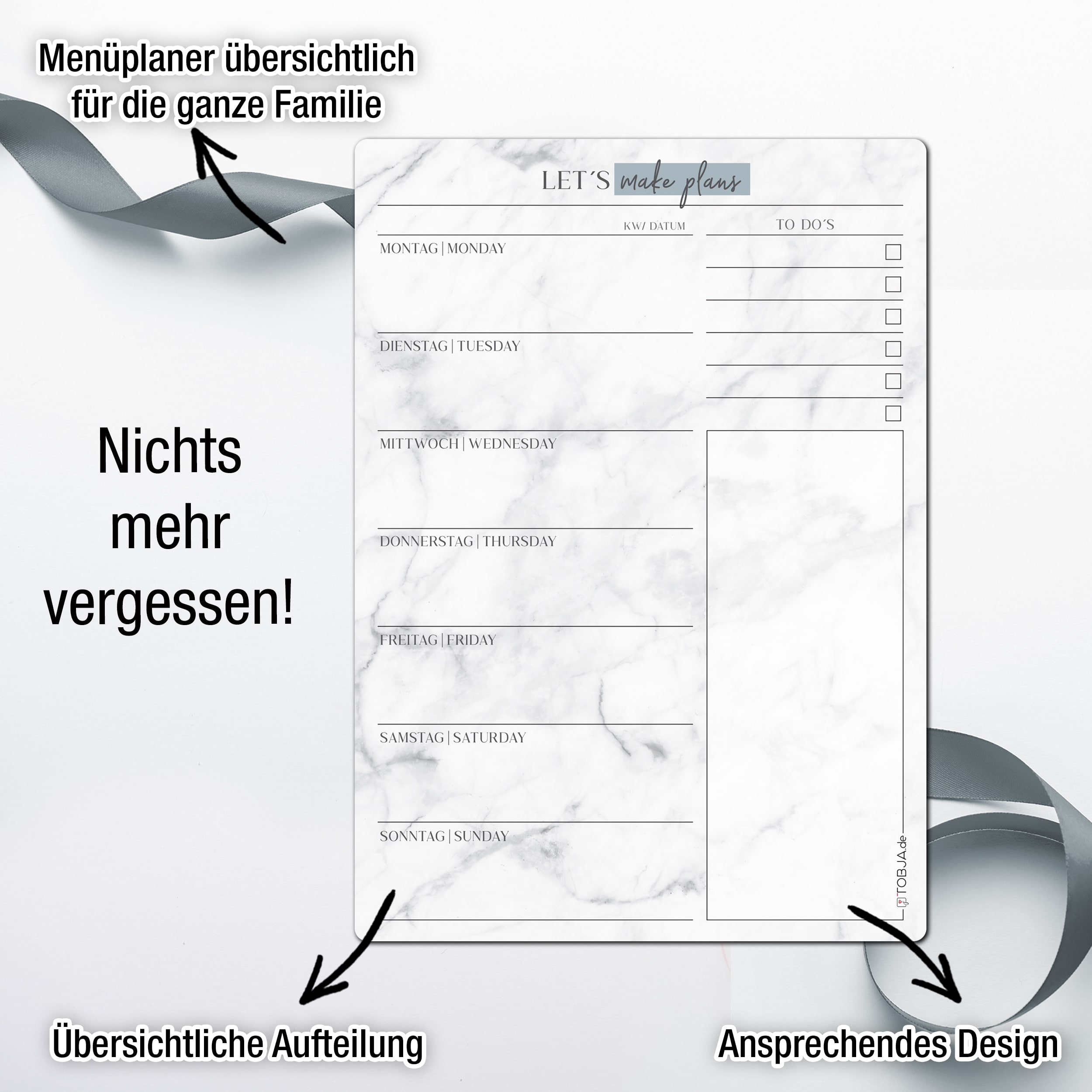 Menüplaner magnetisch inkl. Stift