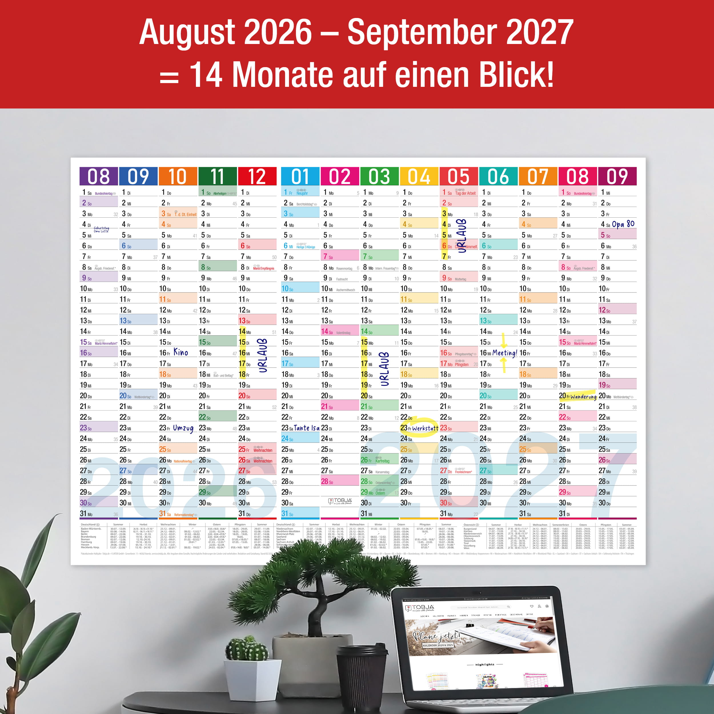 Schuljahreskalender A1 2026/2027 „Color Blocks"