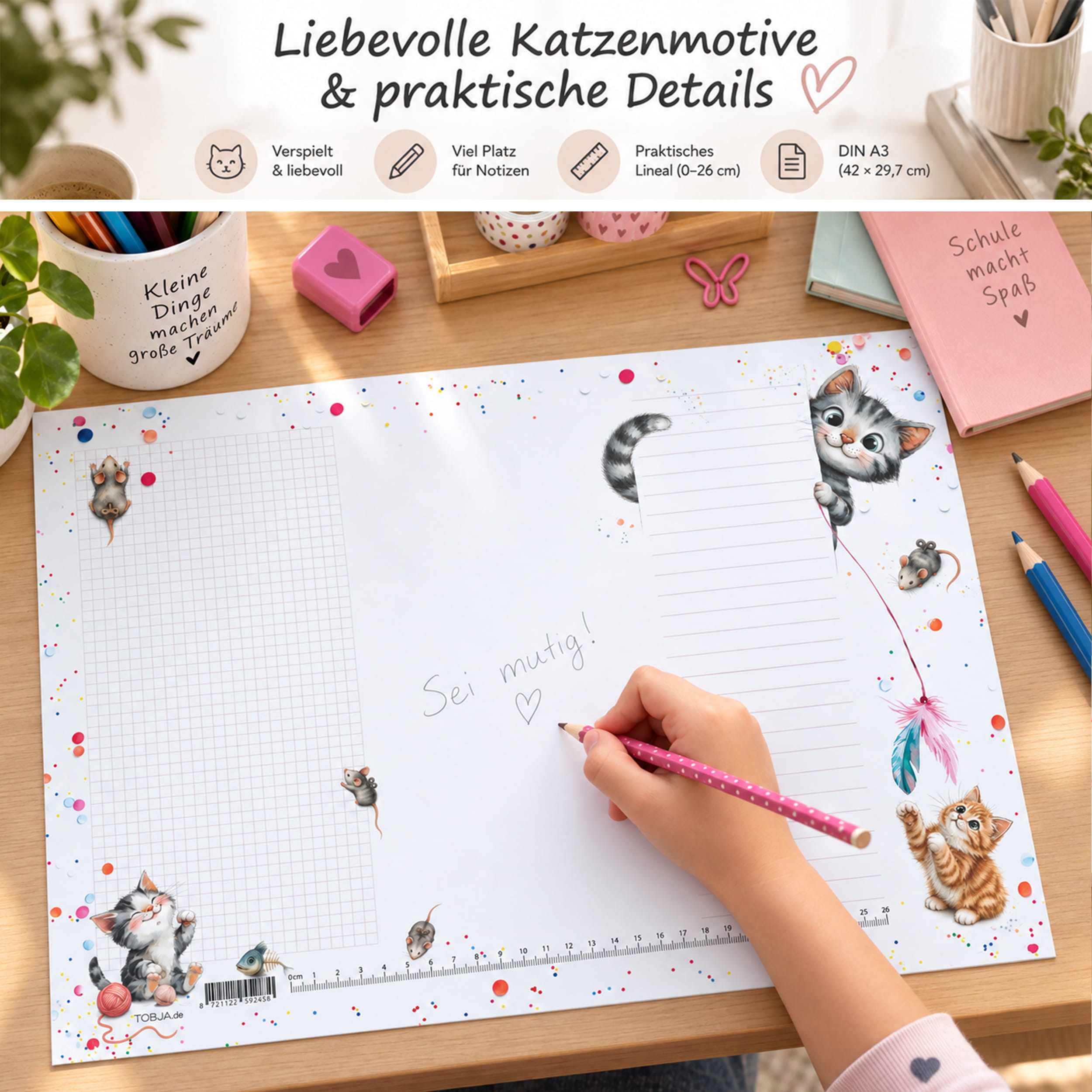 A3 Schreibtischunterlage Katze