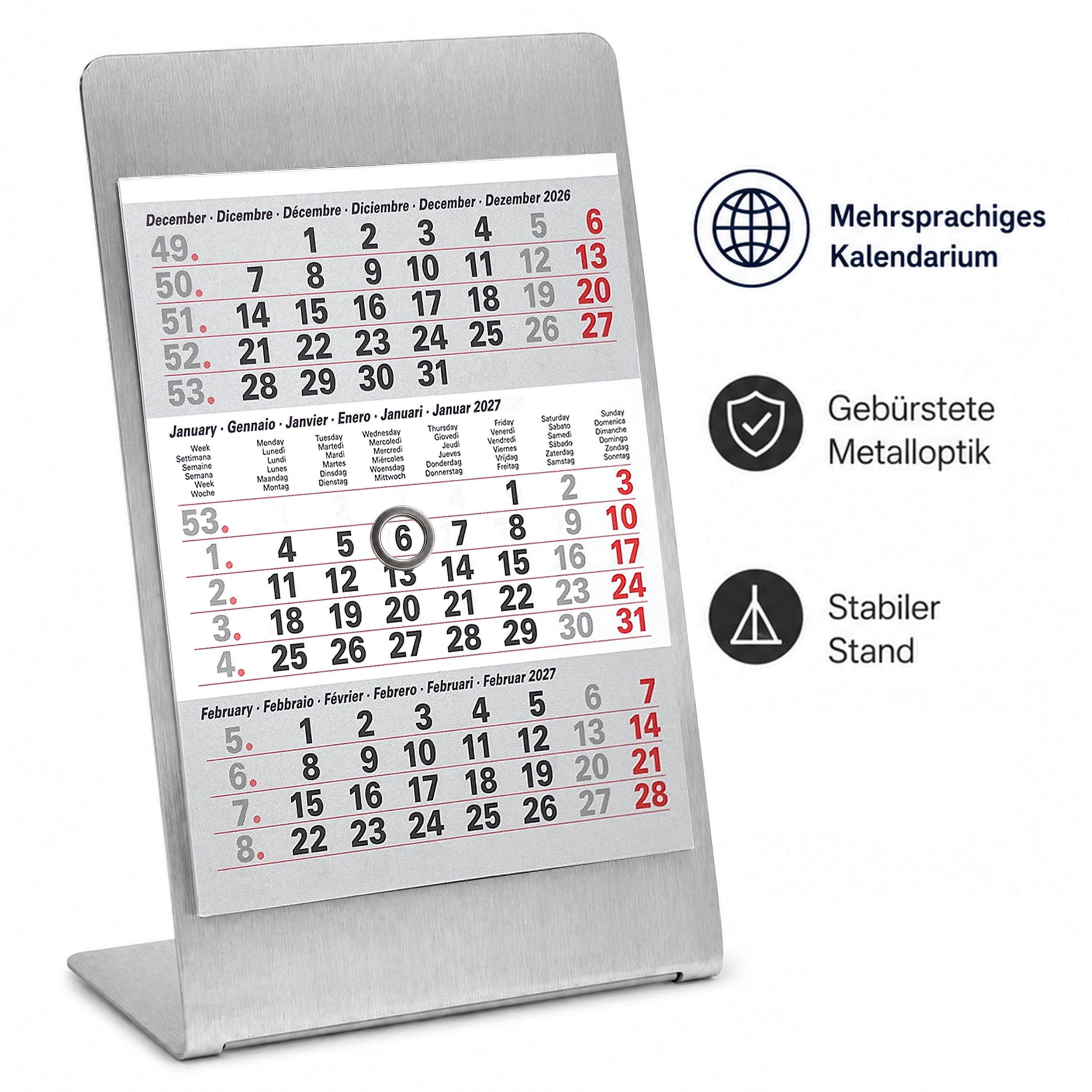Magnet-System Titan – Tischkalender 2027 mit Metallaufsteller