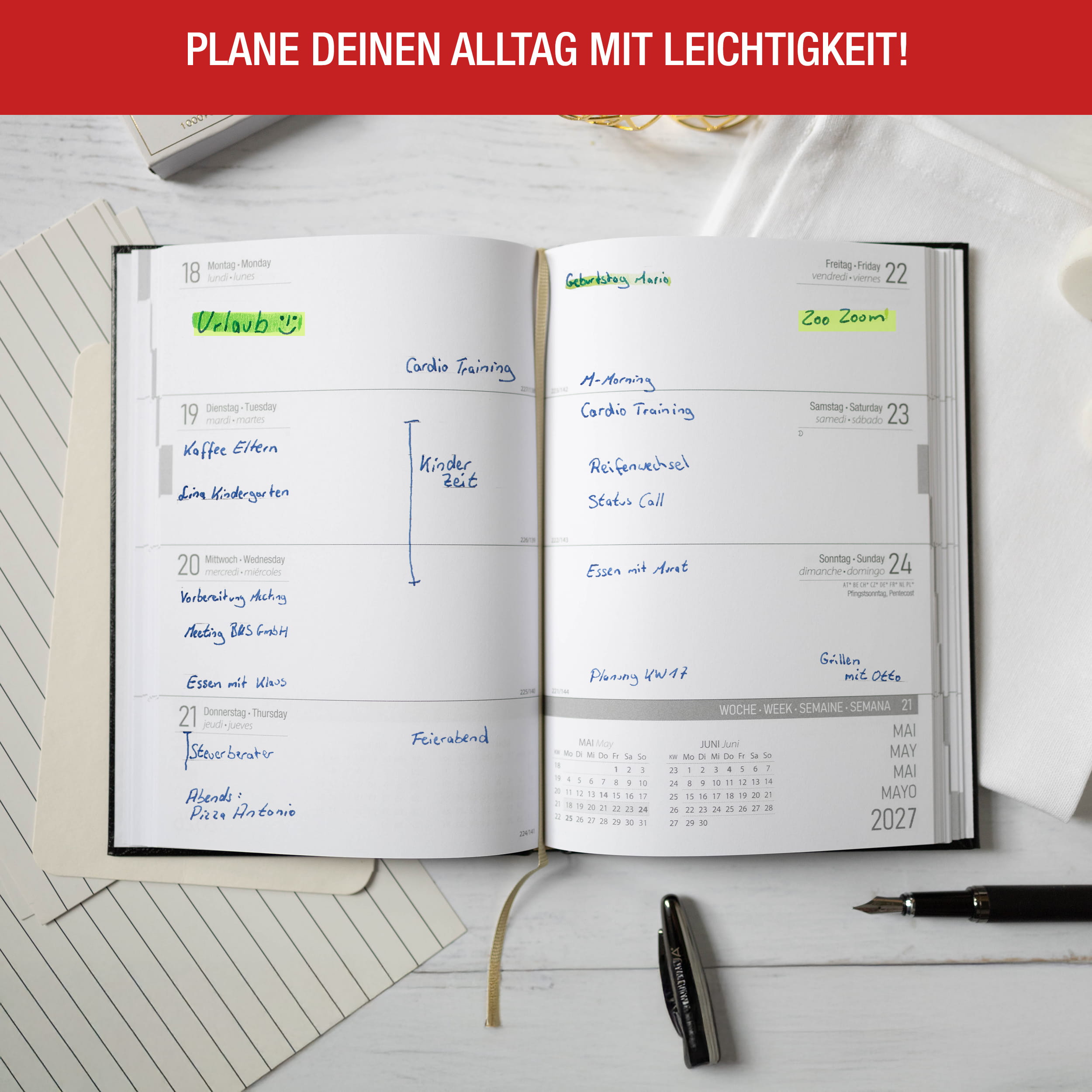 PlanWise Black Buchkalender 2027 A5