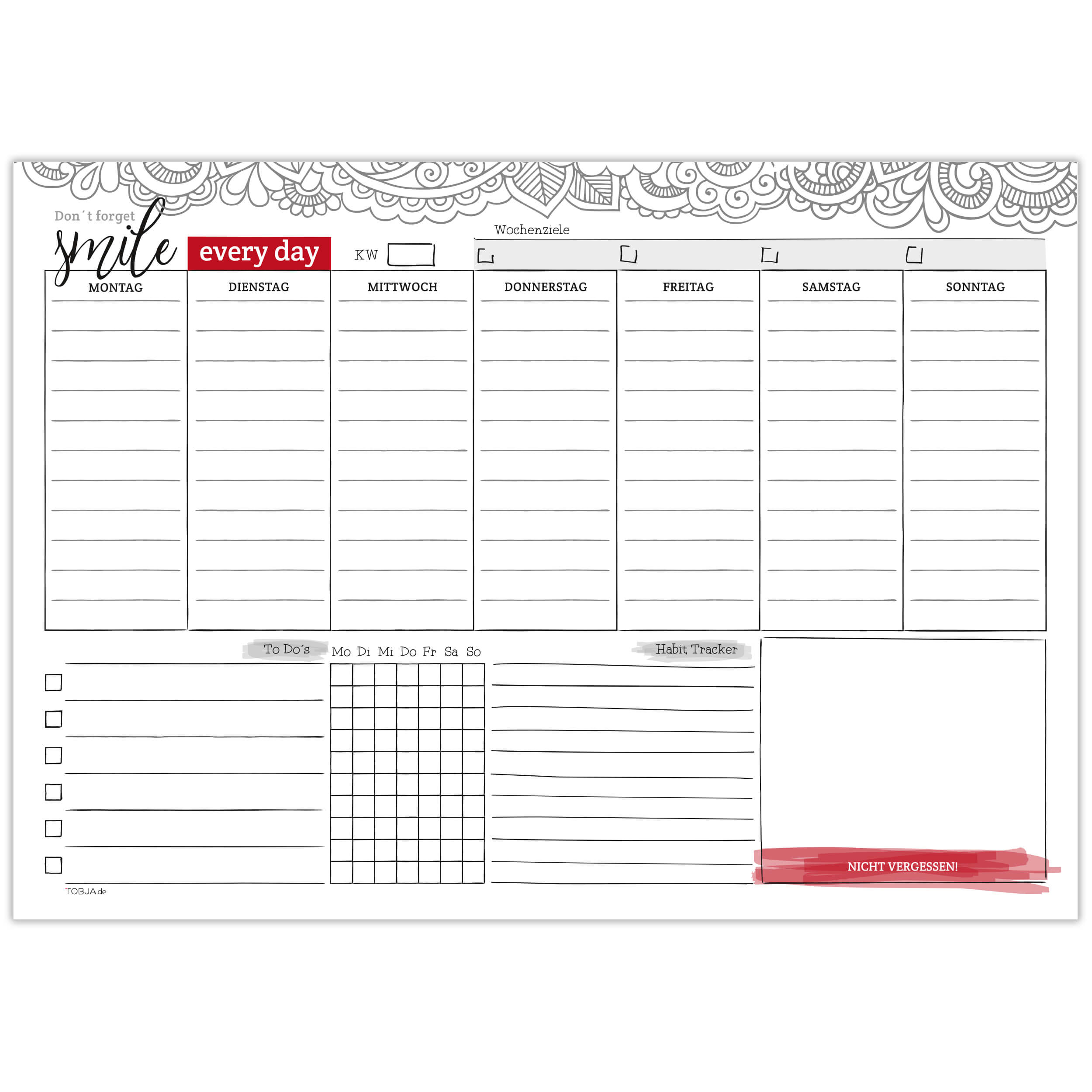 Wochenplaner A4 50 Blatt "every day"