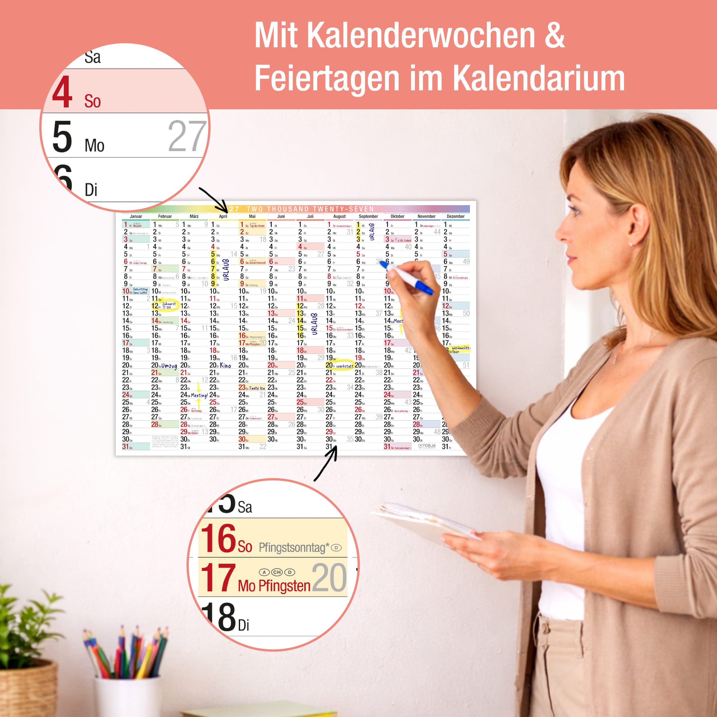 Wandkalender 2027 A3 Bunt Regenbogen