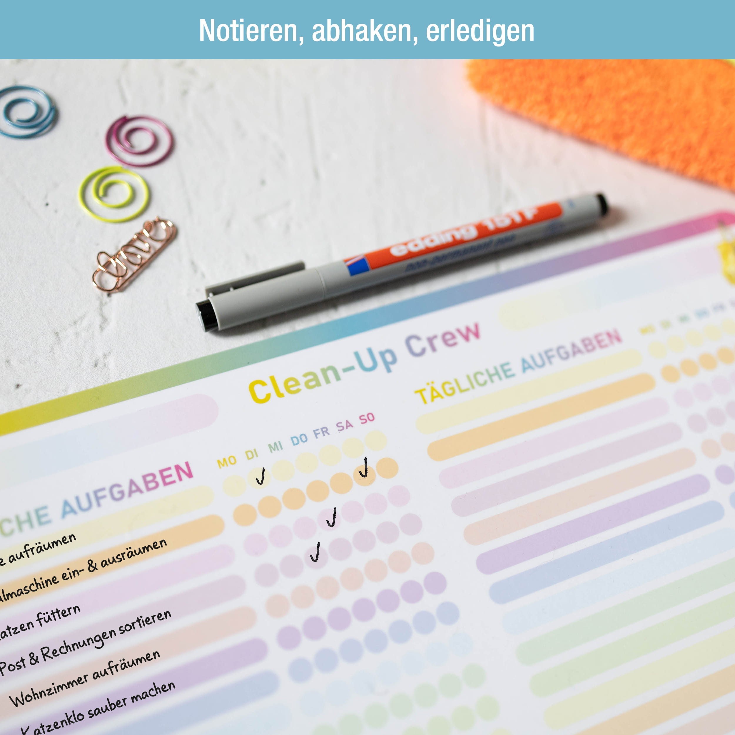 Haushaltsplaner magnetisch 30x30 – abwischbar inkl. Stift