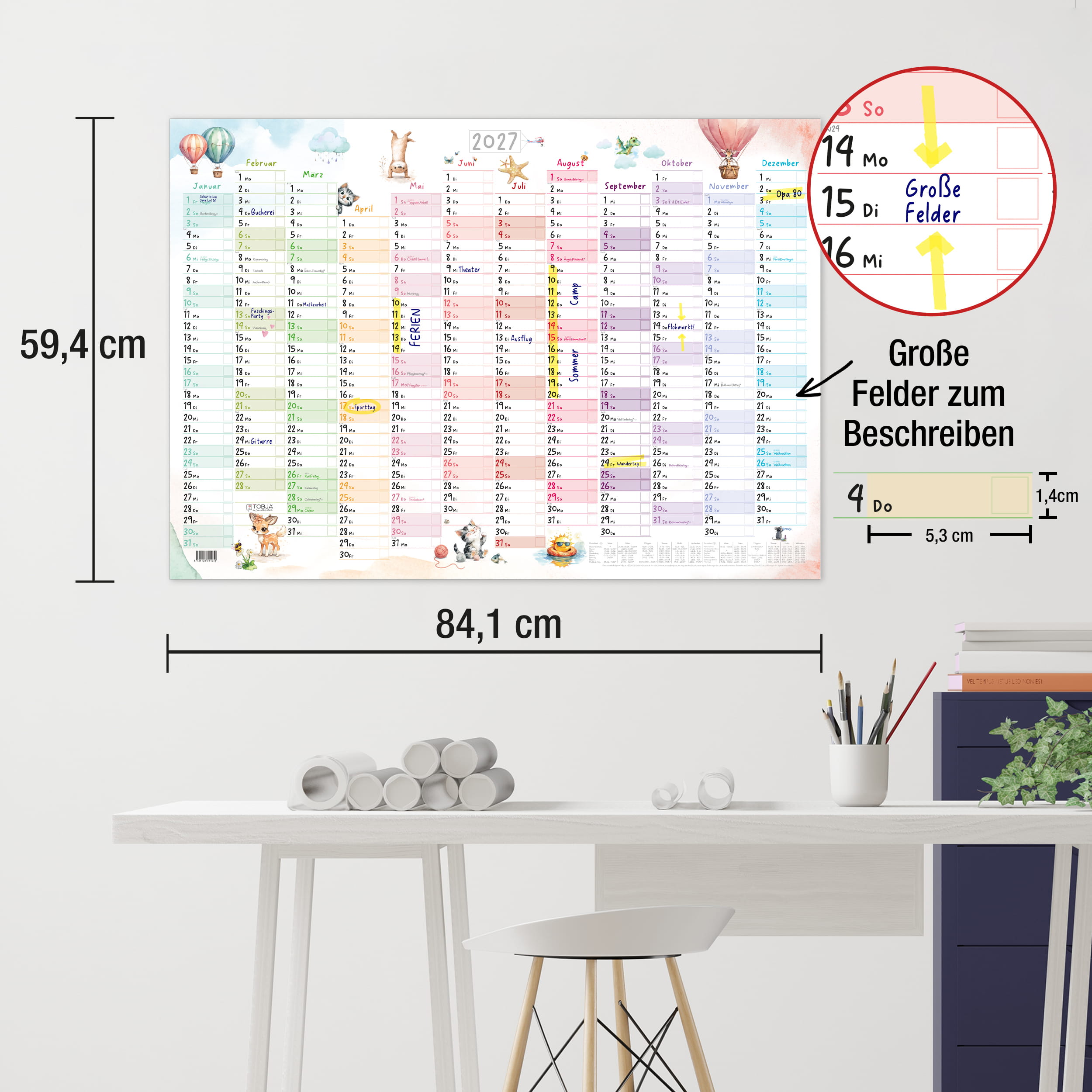 Wandkalender 2027 A1 Tierwelt