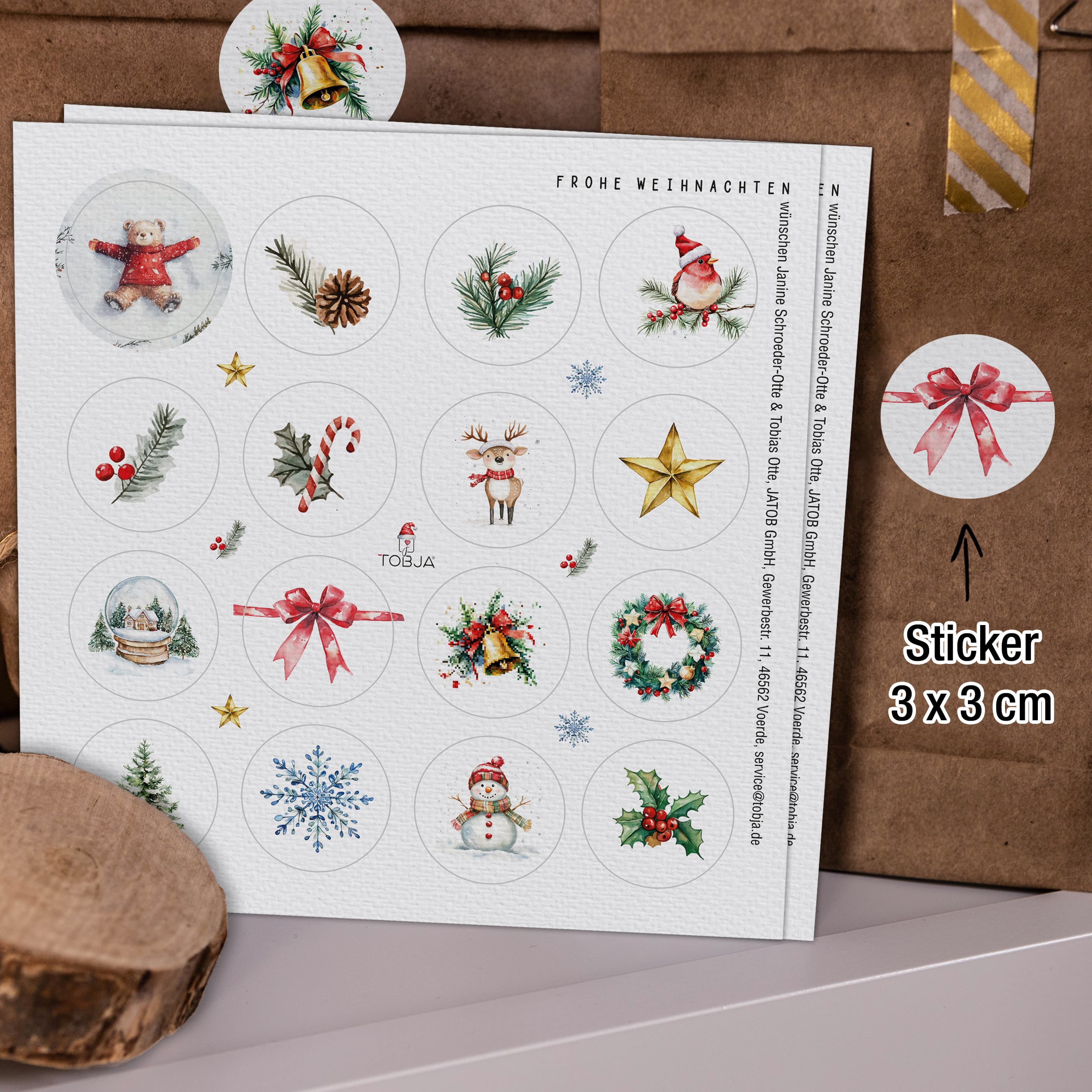 XXL Weihnachtskarten Set inkl. Stickern – 20er Set