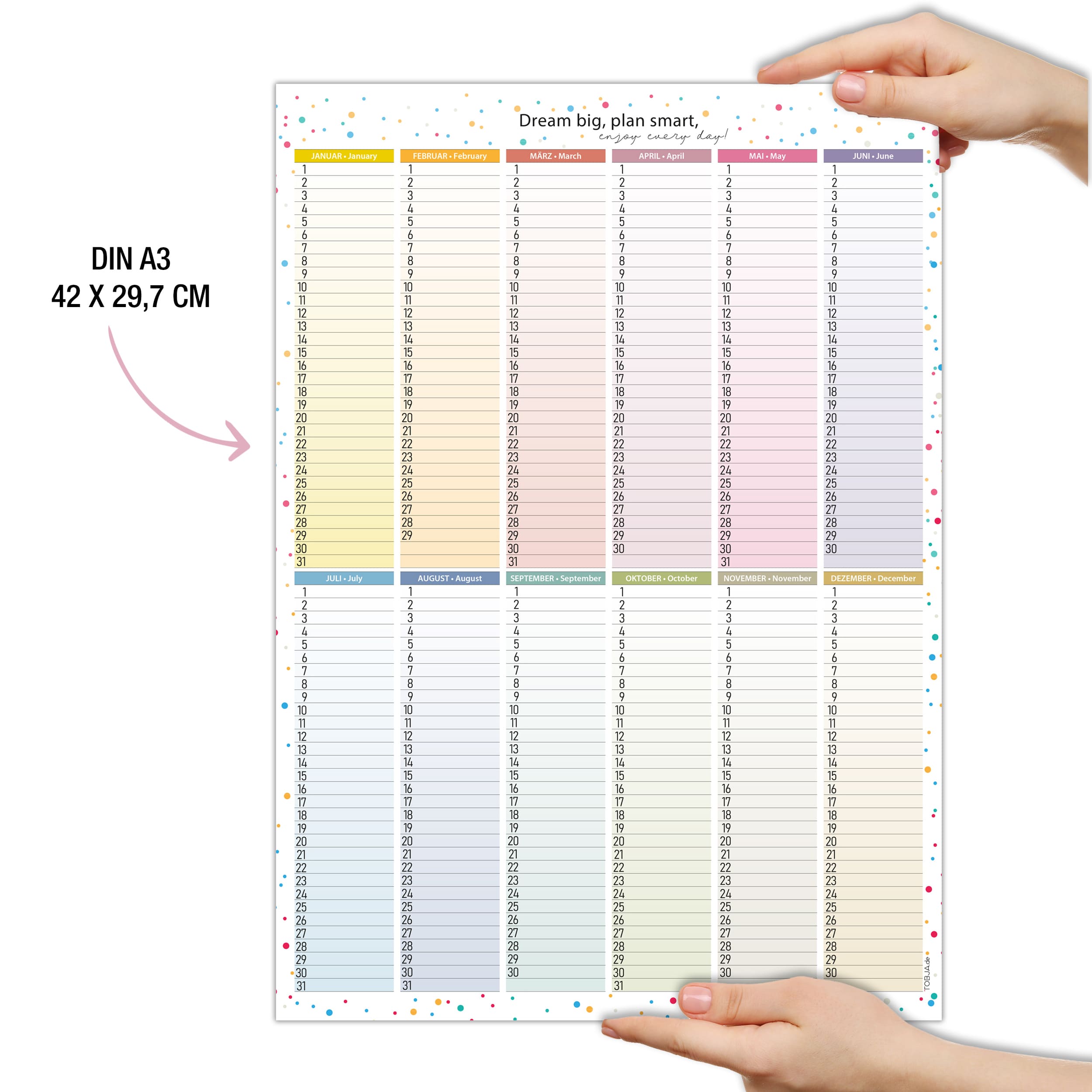 A3 Immerwährender Abwischbarer Kalender "Dots" A3 Immerwährender Abwischbarer Kalender "Dots"