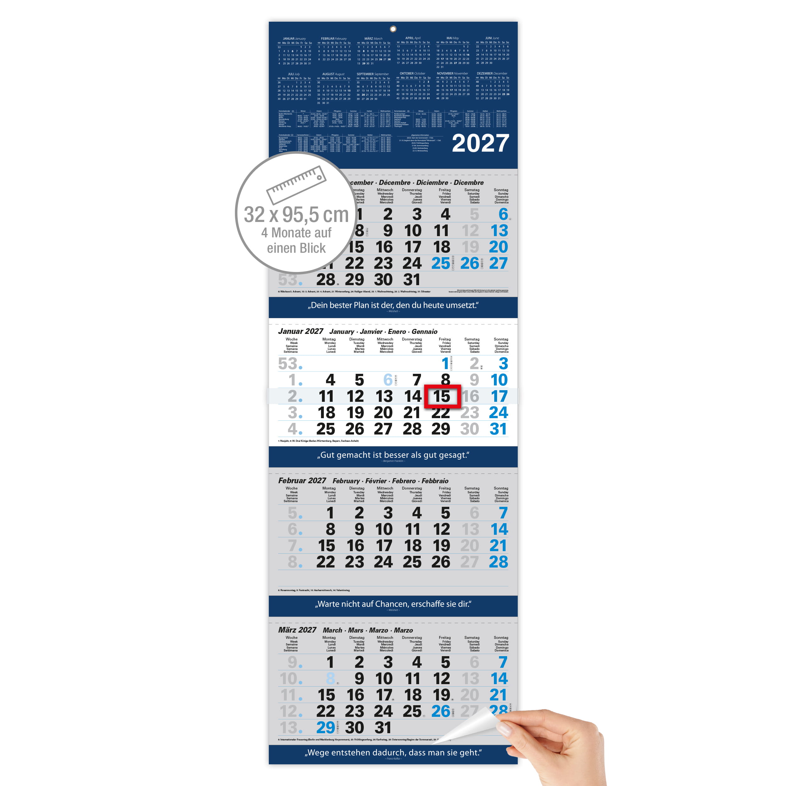 4-Monatskalender 2027 „Office Blau"