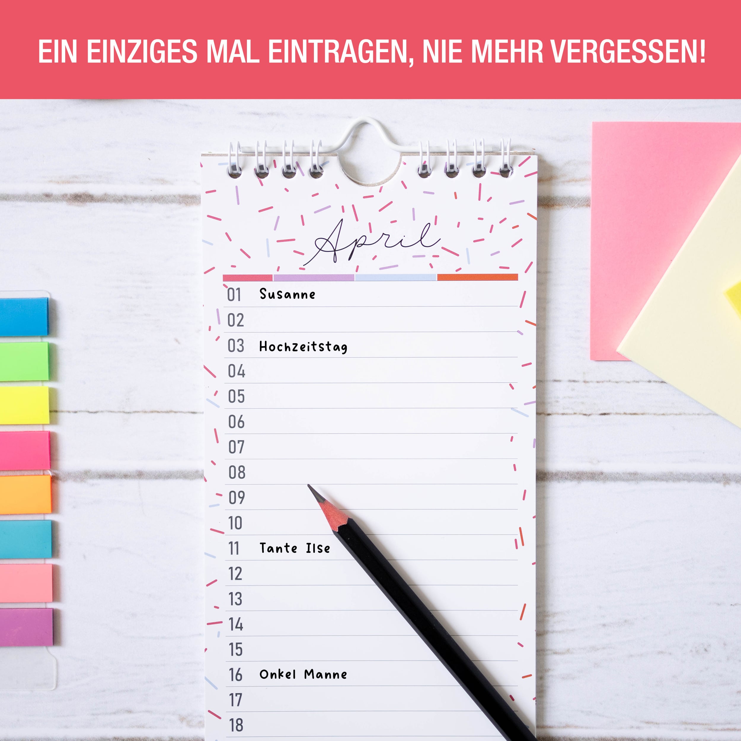 Geburtstagskalender Wire-O Bunt Geburtstagskalender Wire-O Bunt