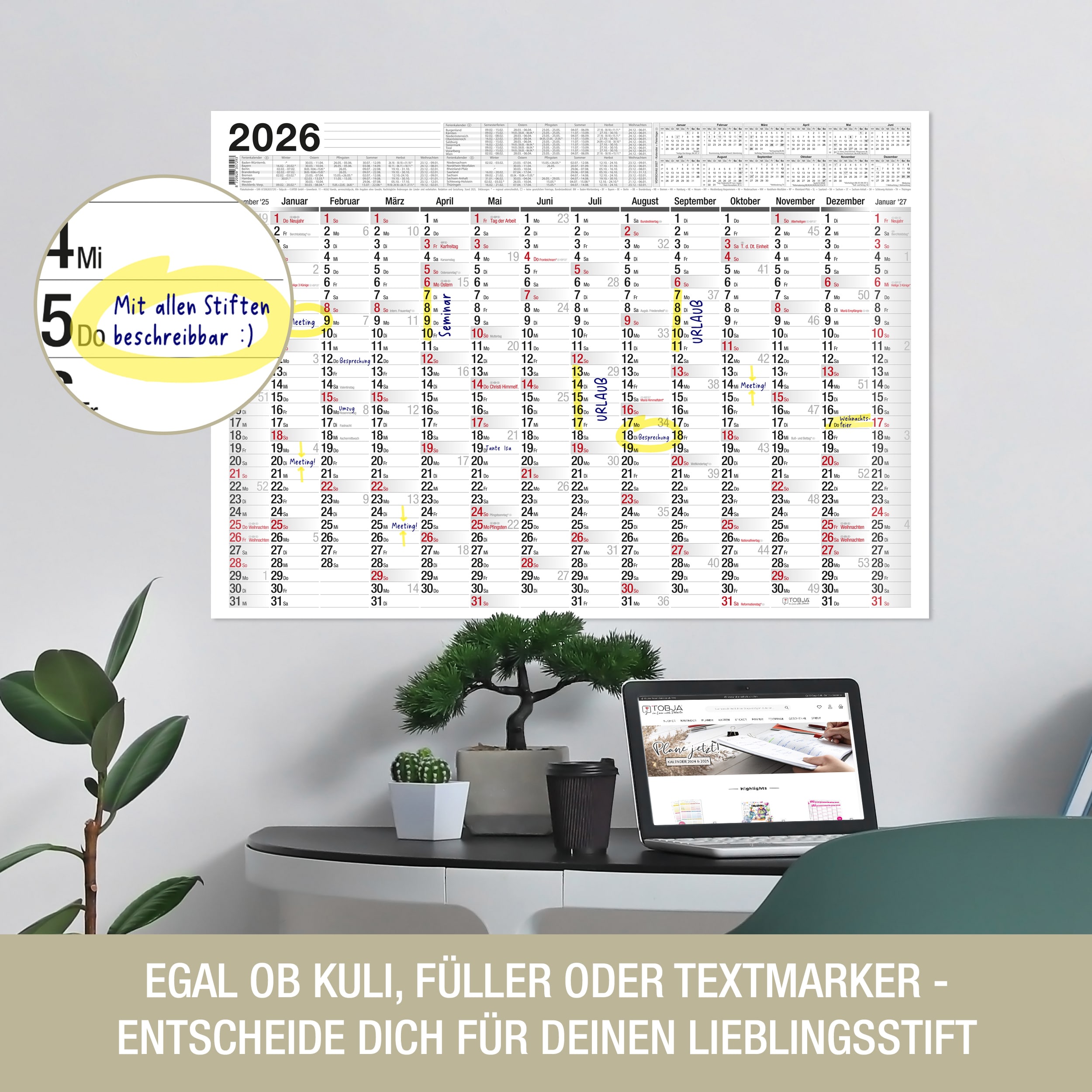 Wandkalender A2 2026