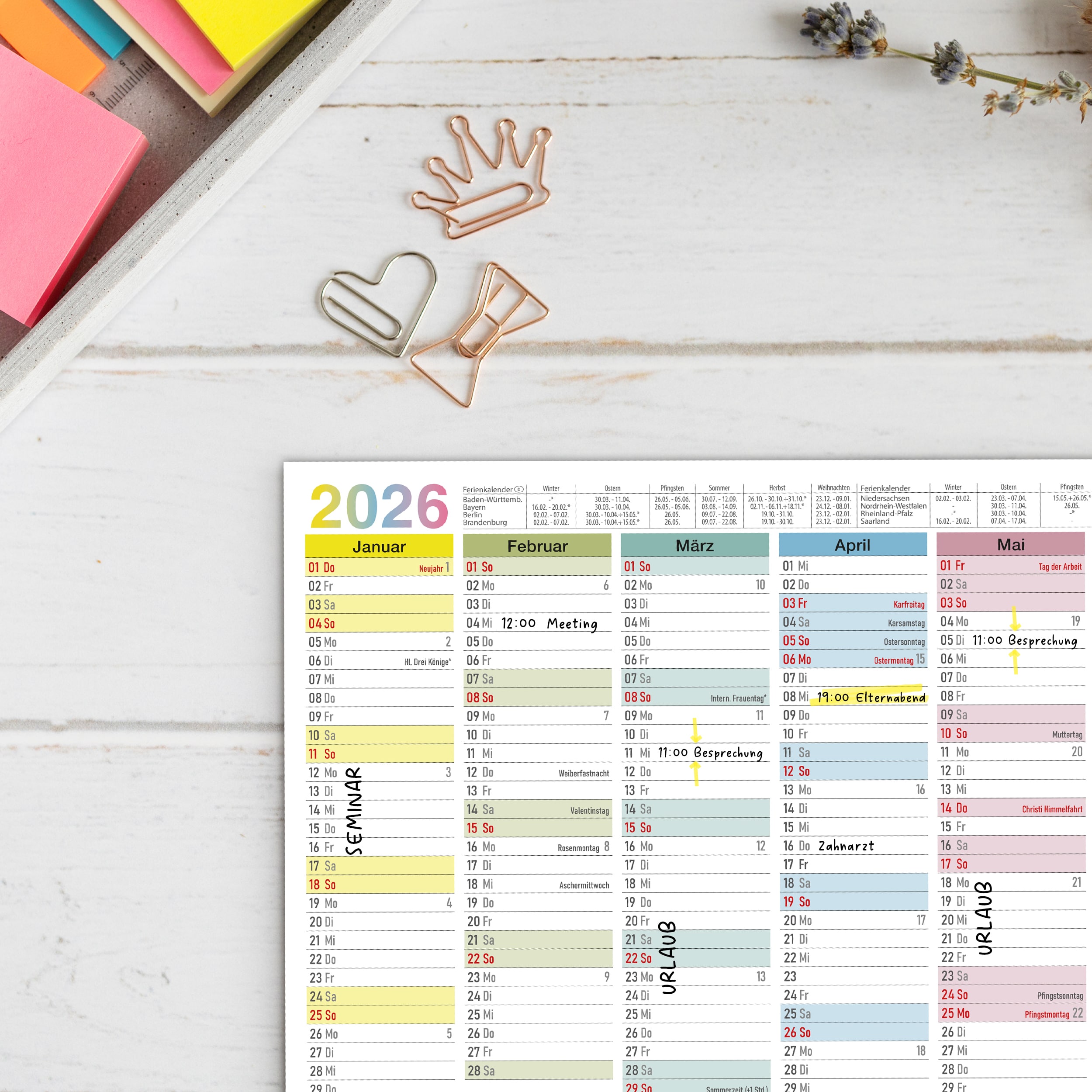 Tafelkalender 2026 "bunt"