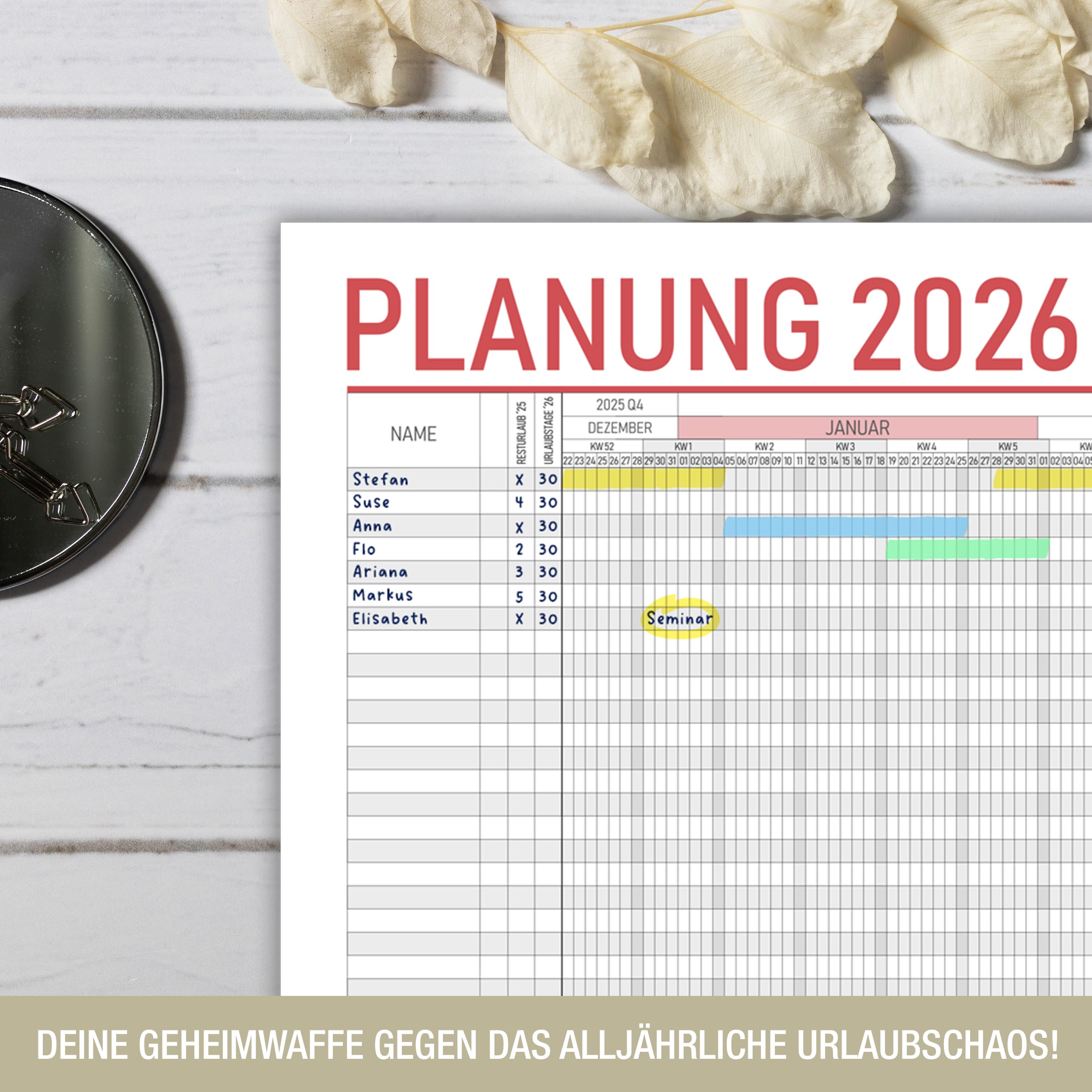 A2 Mitarbeiter- / Urlaubsplaner 2026