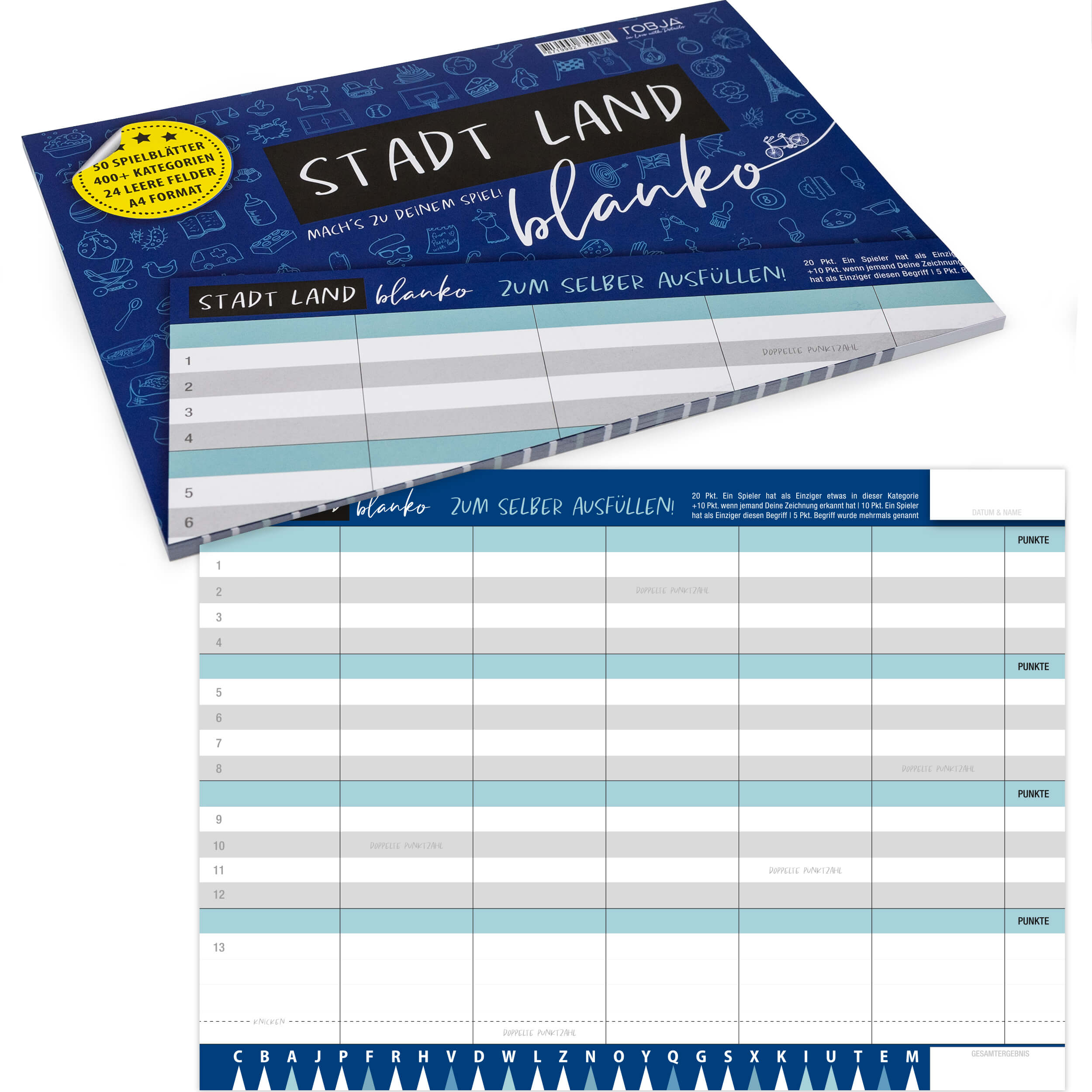 Stadt Land Fluss Blanko Spielblock