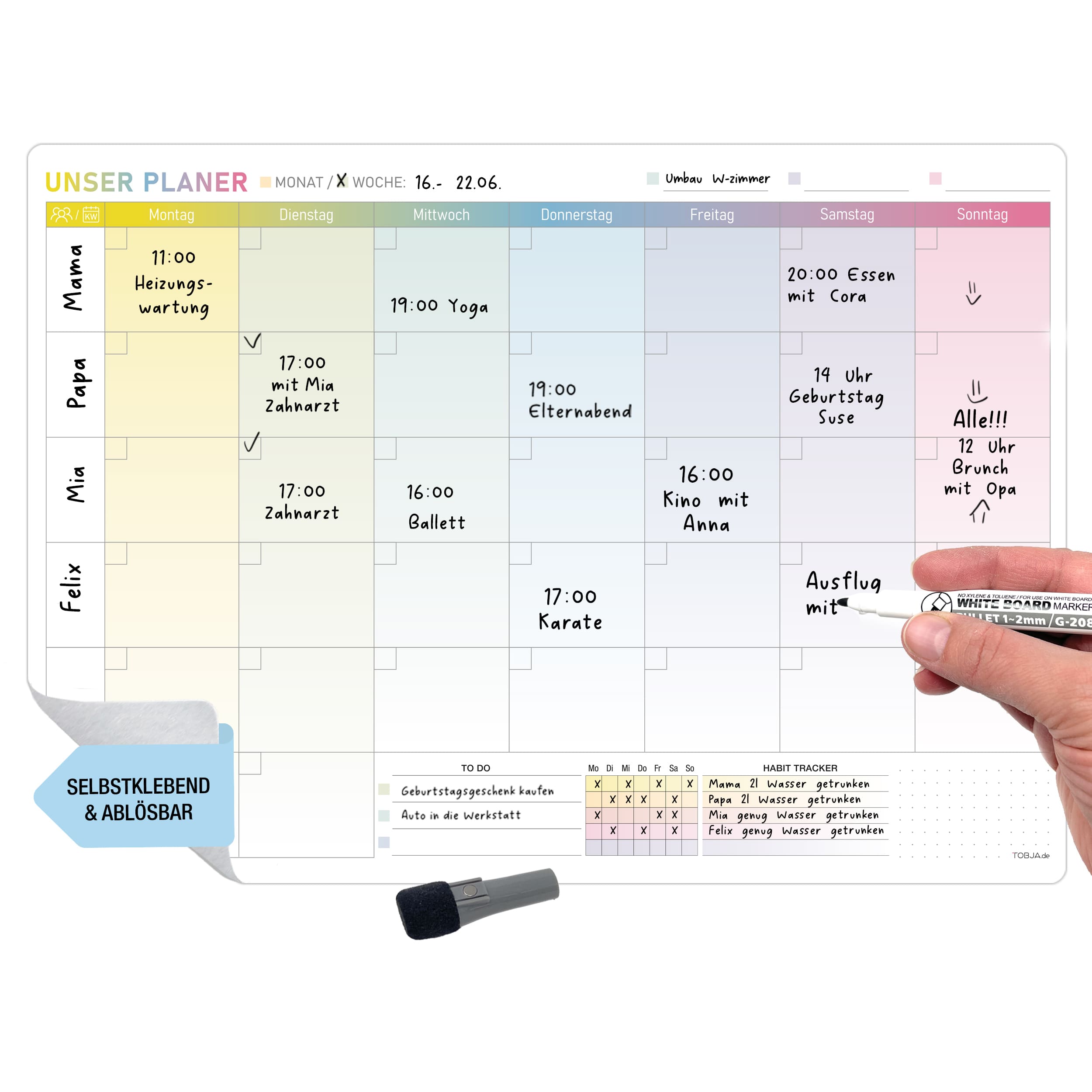 A3 selbsthaftender Monatsplaner + Stift