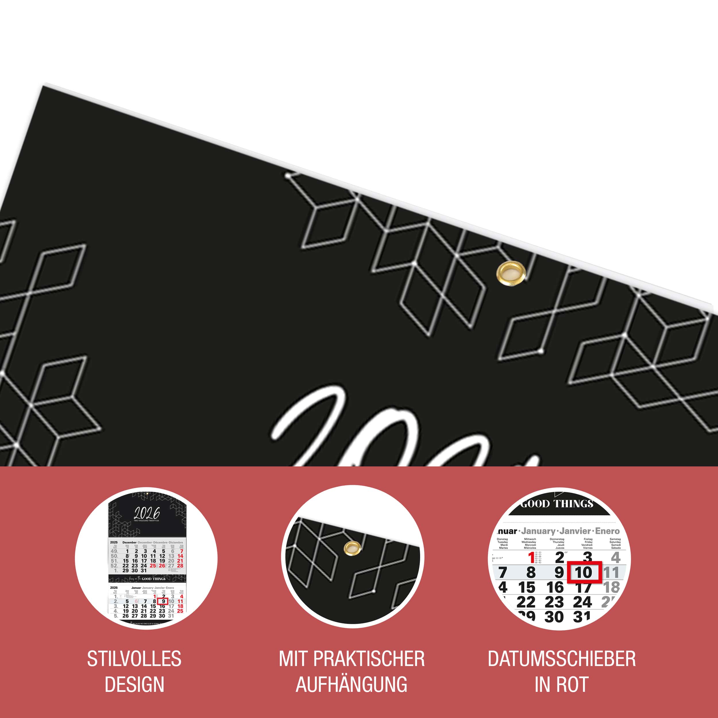 3-Monatskalender 2026 Block Schwarz 3-Monatskalender 2026 Block Schwarz