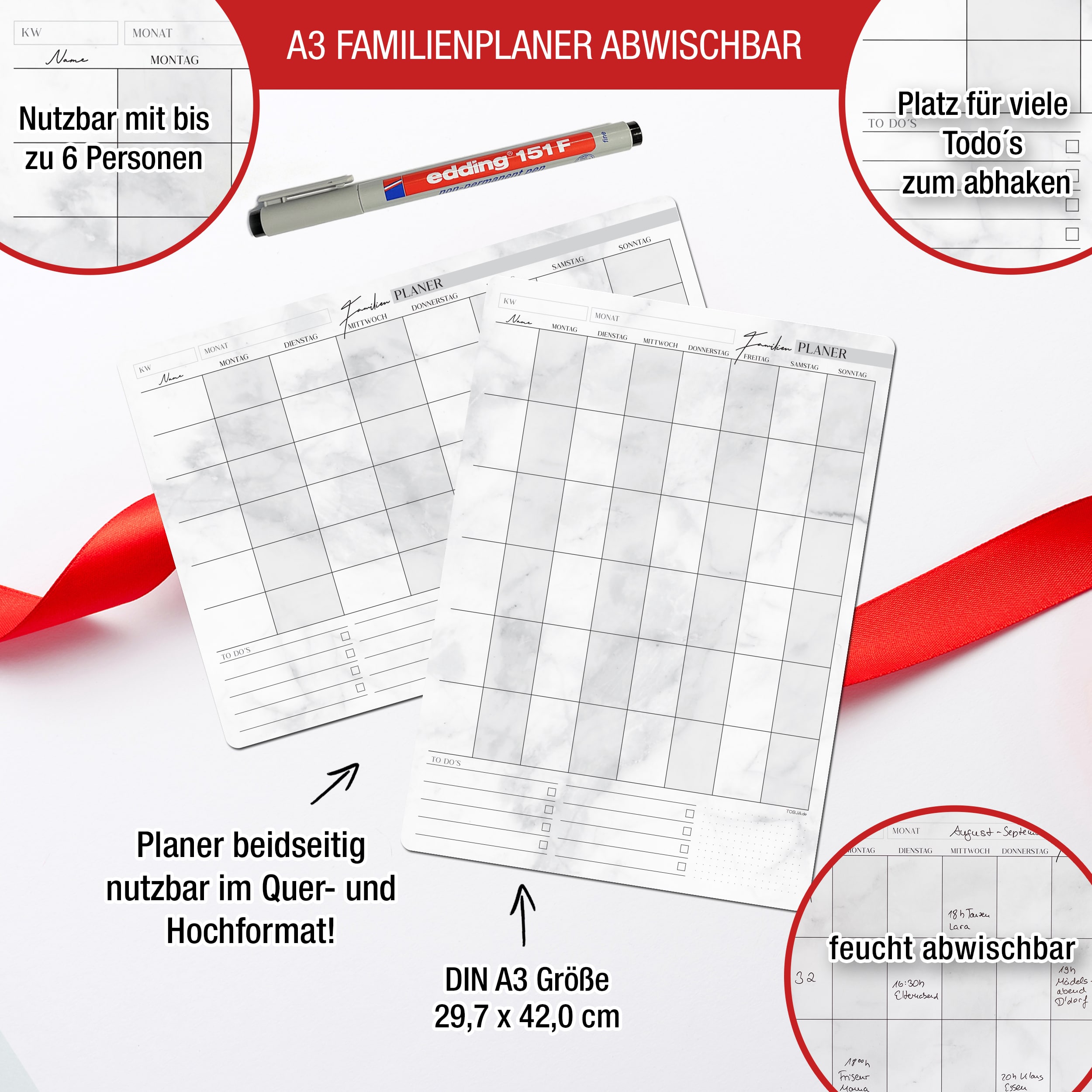 Familienplaner A3 abwischbar