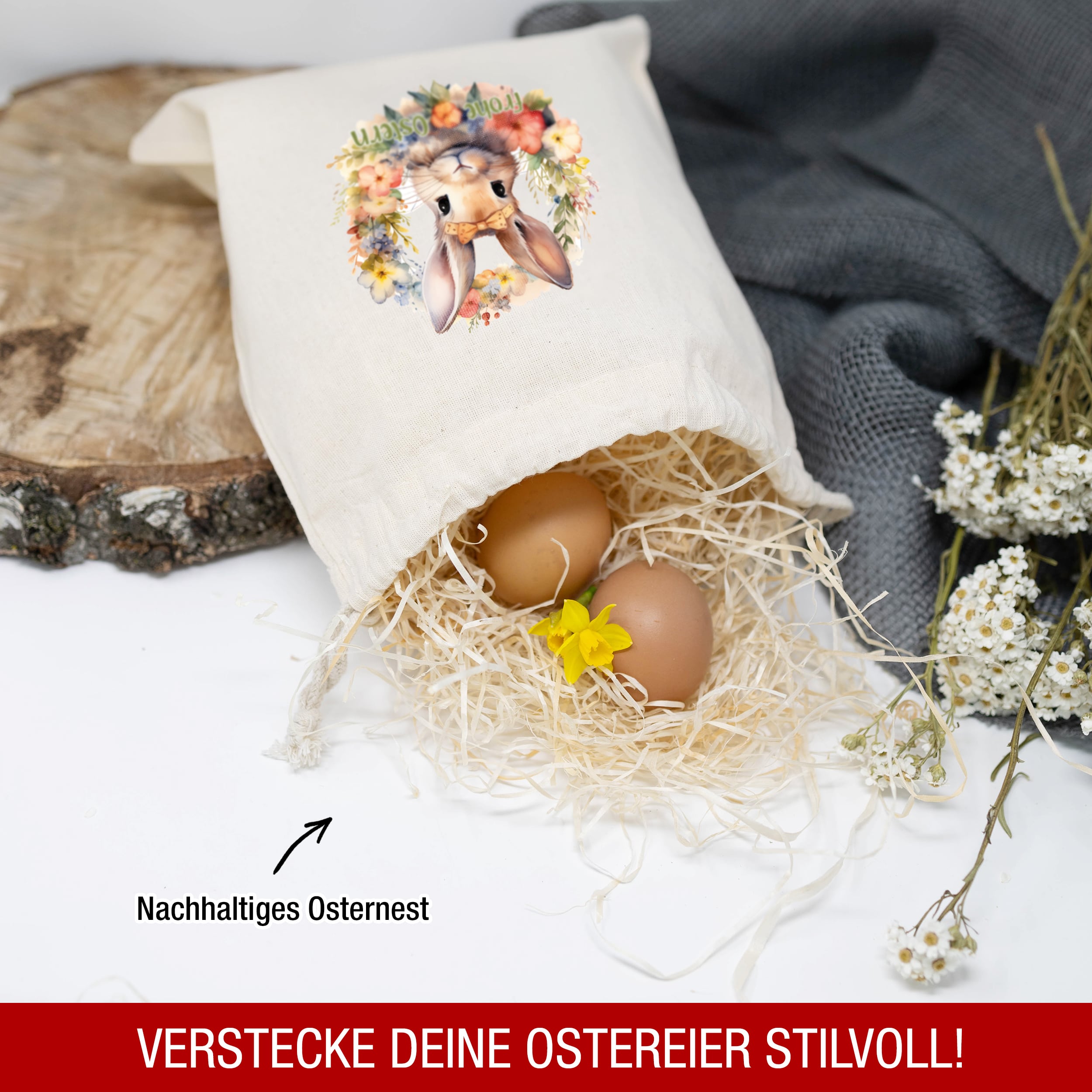 Osterbeutel Hasen Bunt 3x 