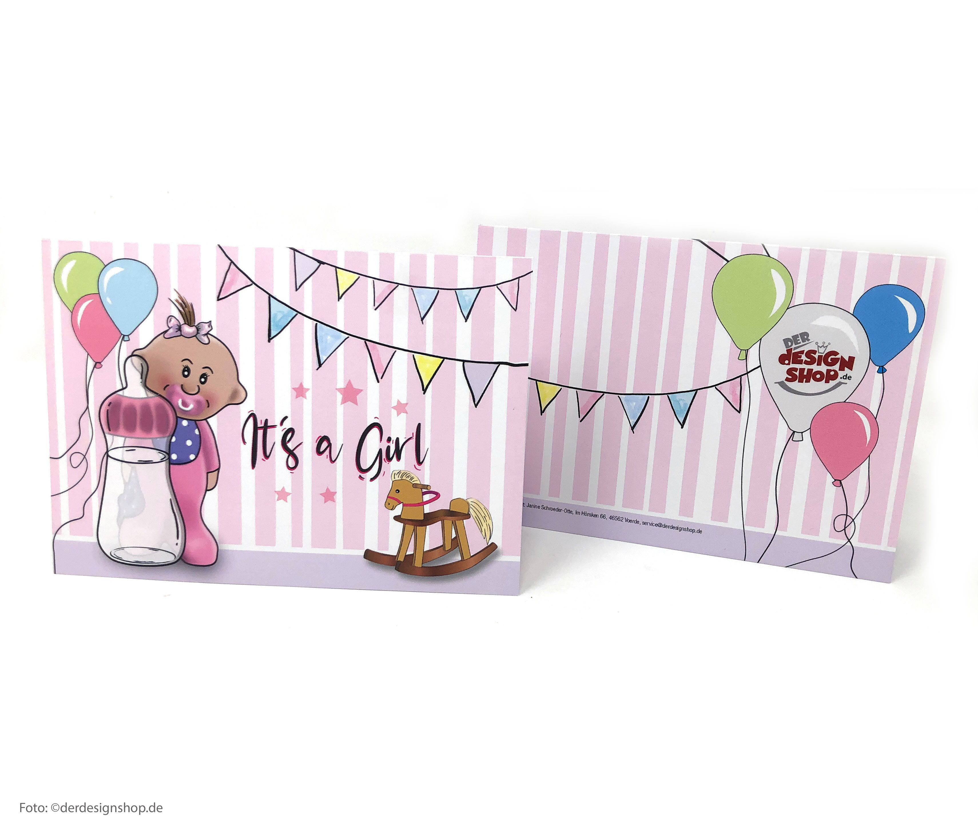 Glückwunschkarte zur Geburt eines Mädchens "Girl" inkl. Umschlag