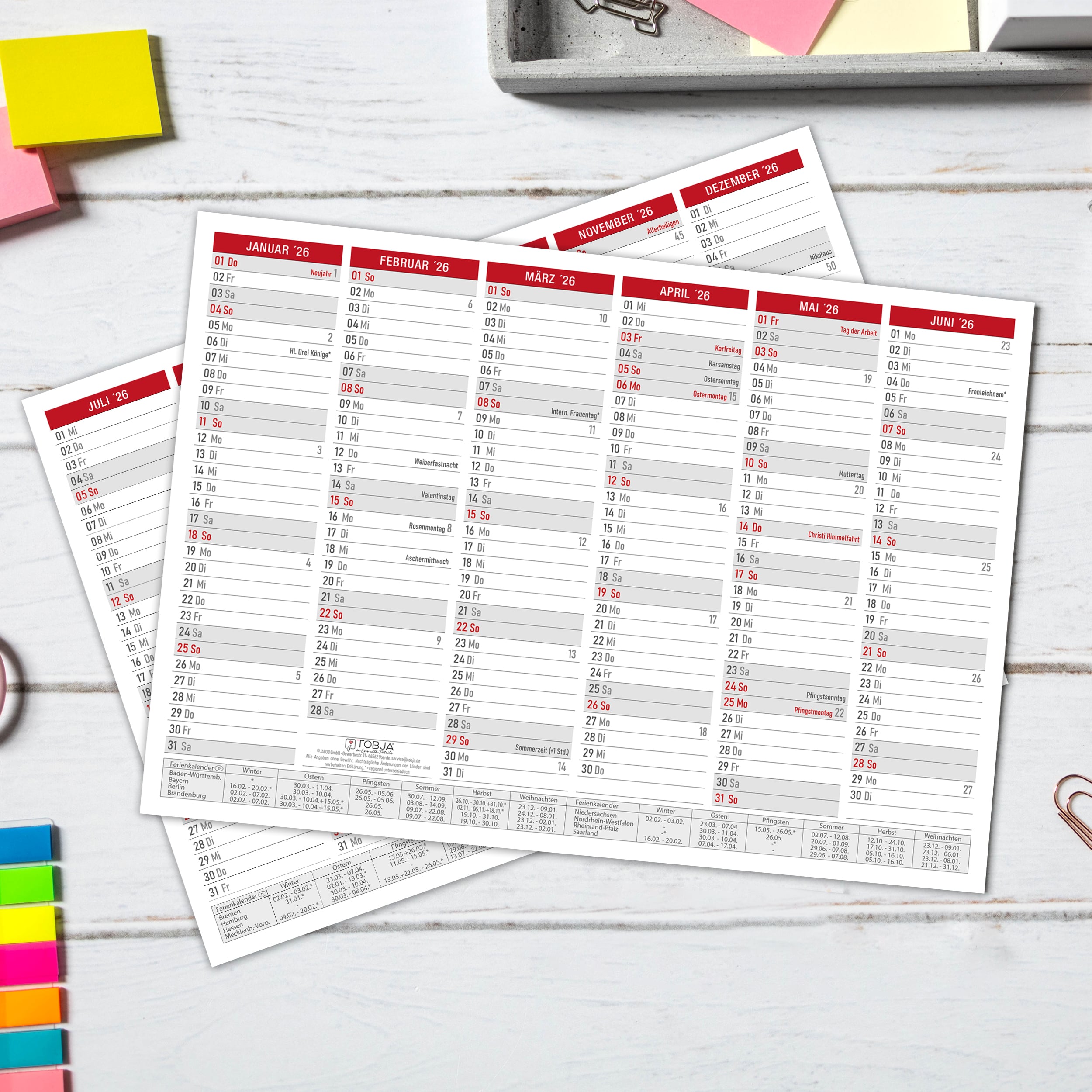 Tafelkalender 2026 "rot"