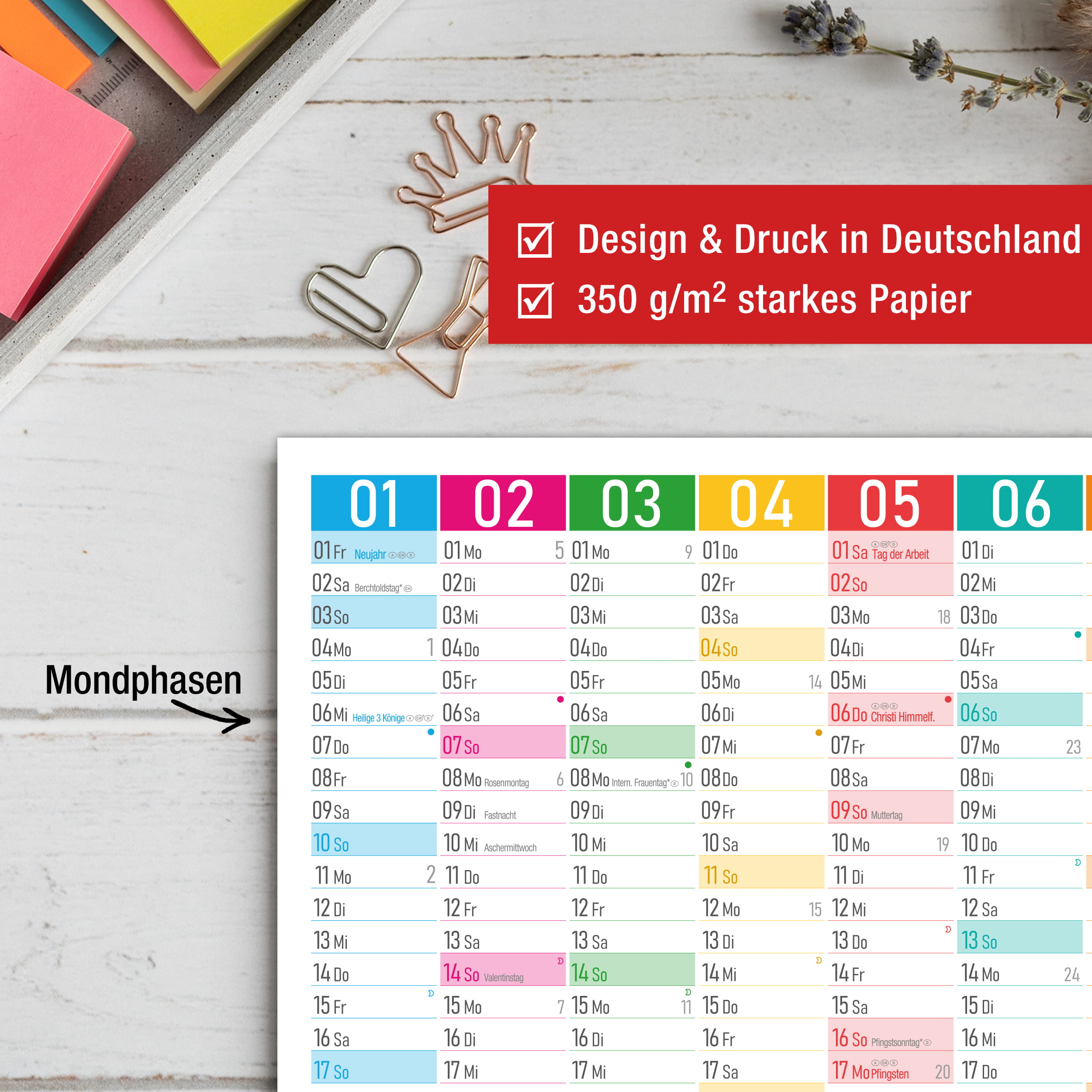 Tafelkalender 2027 Color Blocks A4 - 3er Set