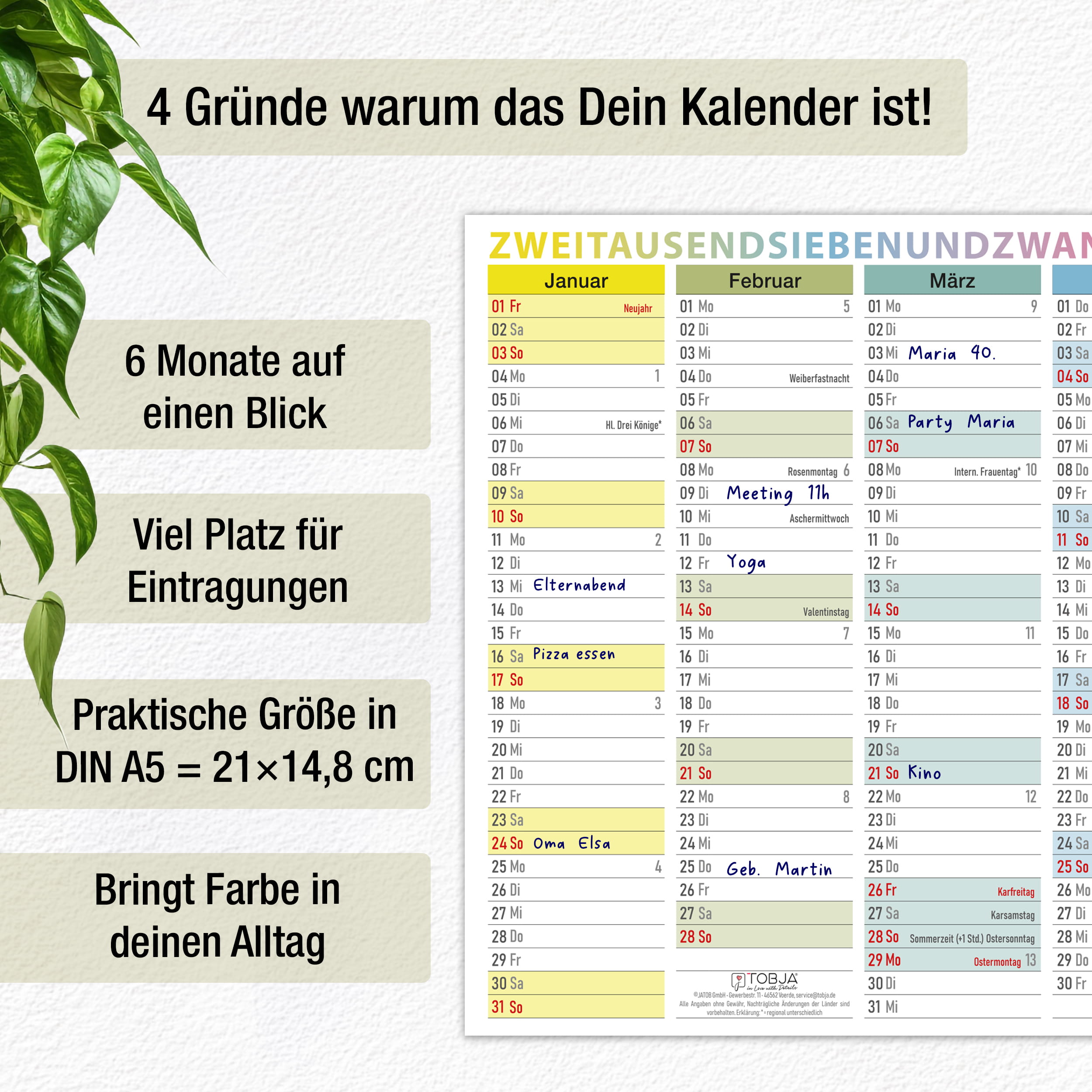 Tafelkalender 2027 A5 bunt - 3er Set