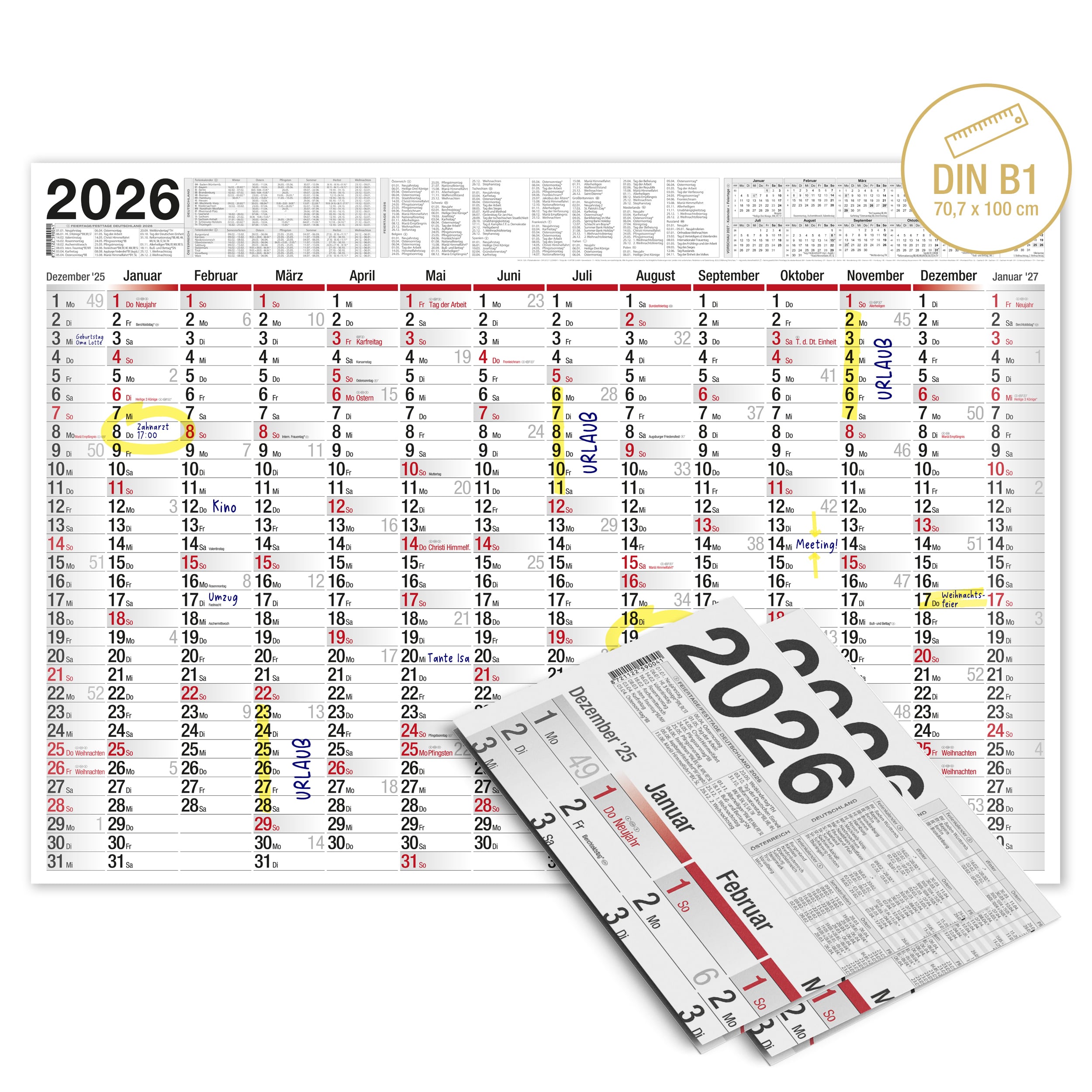 XXL Wandkalender 2026 2x Kalender gefalzt XXL Wandkalender 2026 2x Kalender gefalzt