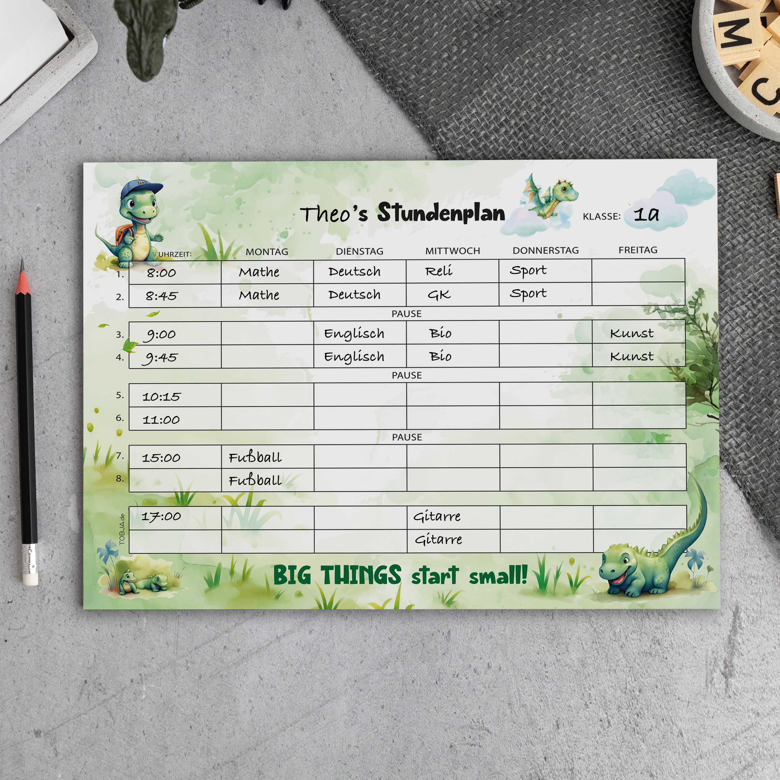 Stundenplan Block "Dino Drache" Stundenplan Block "Dino Drache"