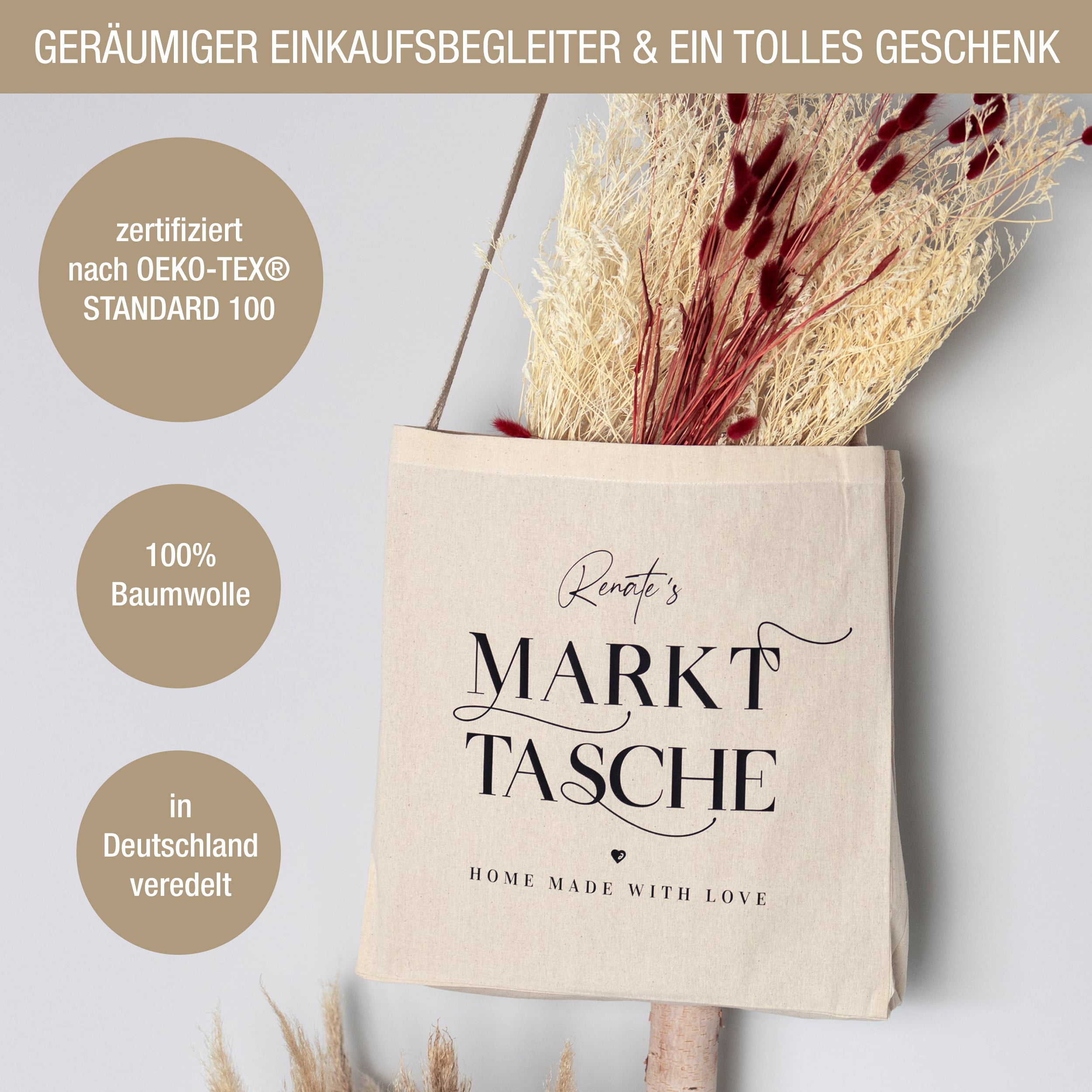 Markttasche Deluxe: Personalisierbar & umweltfreundlich