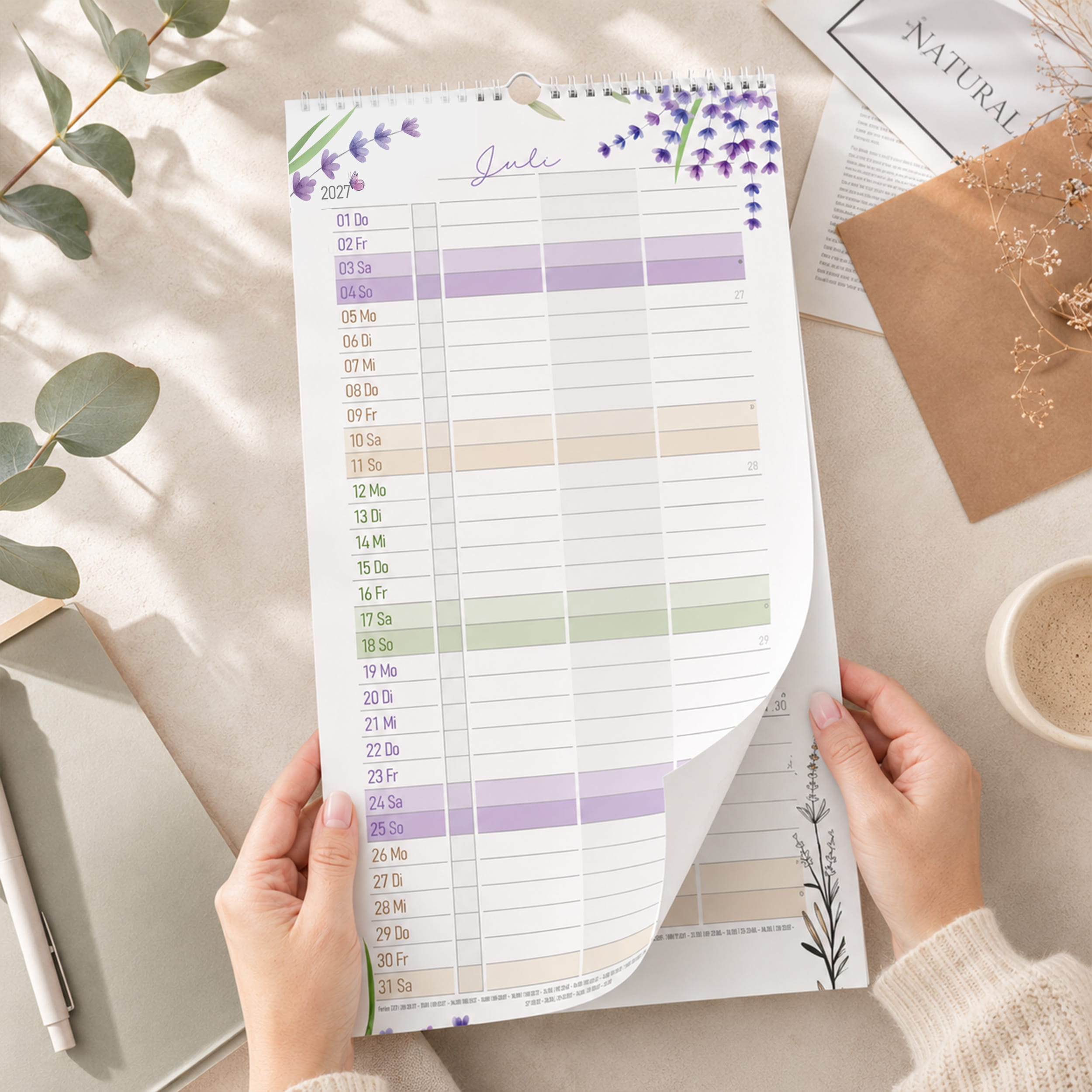 Paarkalender 2027 Pampas – 3 Spalten Paarplaner