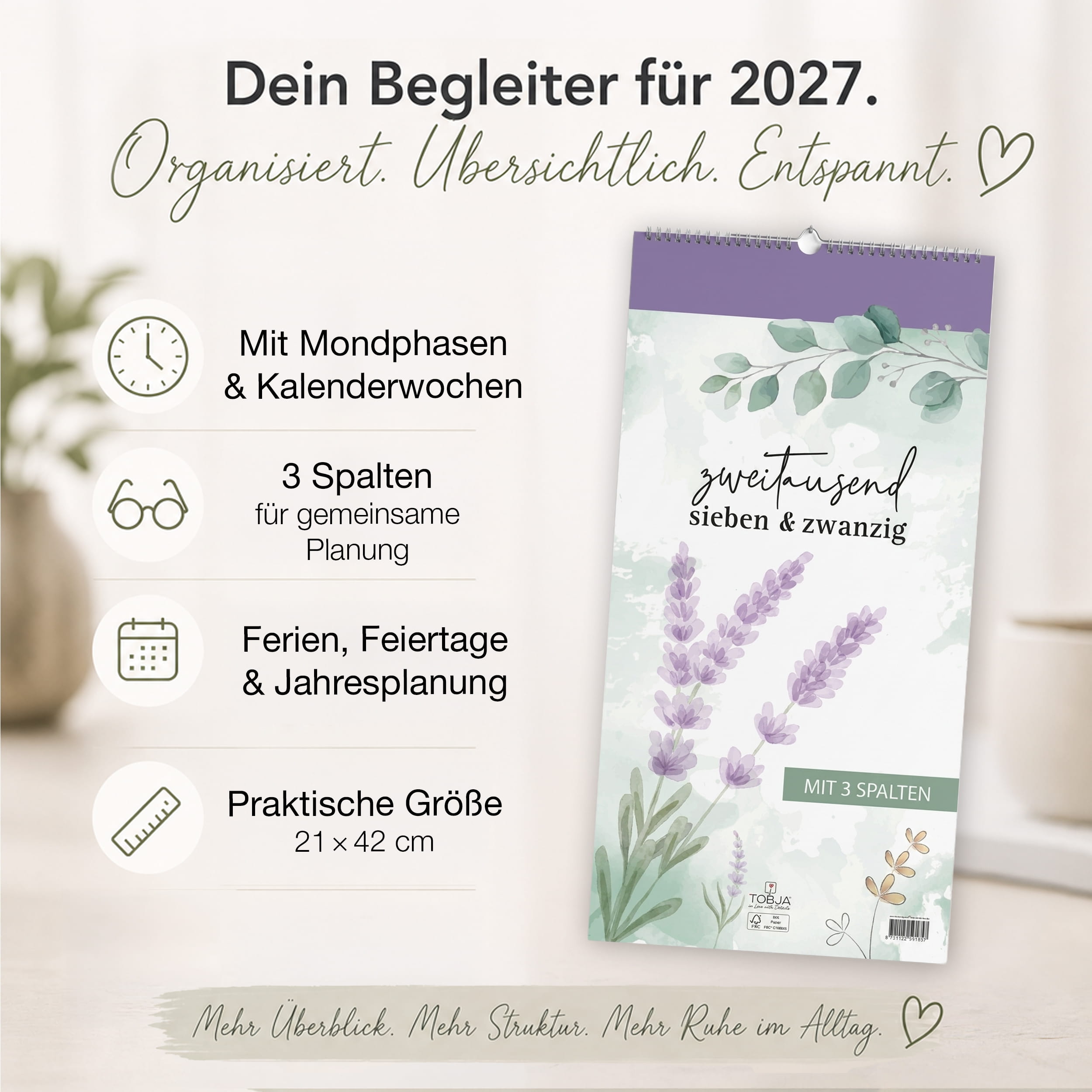 Paarkalender 2027 Lavendel – 3 Spalten Paarplaner