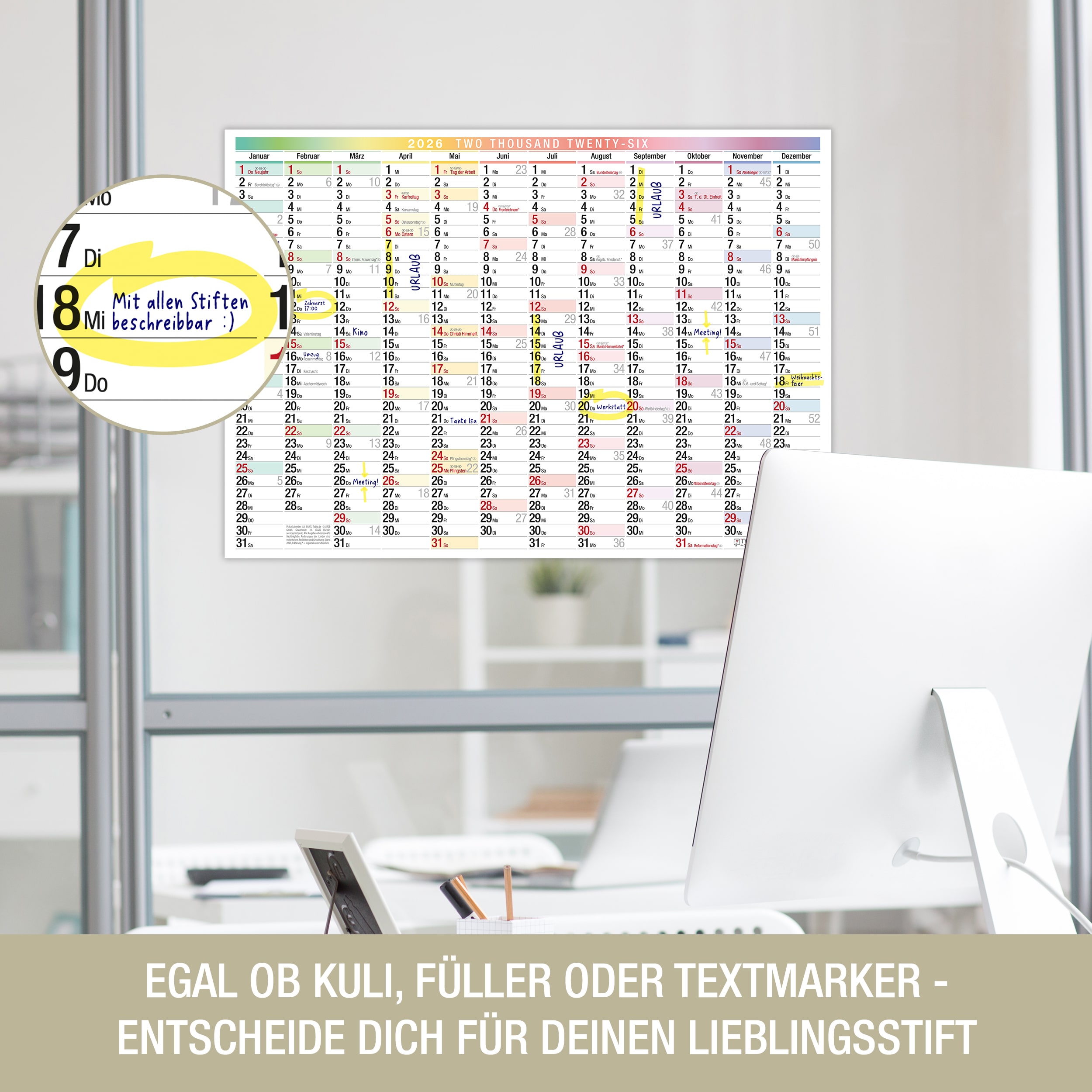 Wandkalender A3 2026 "bunt" Wandkalender A3 2026 "bunt"