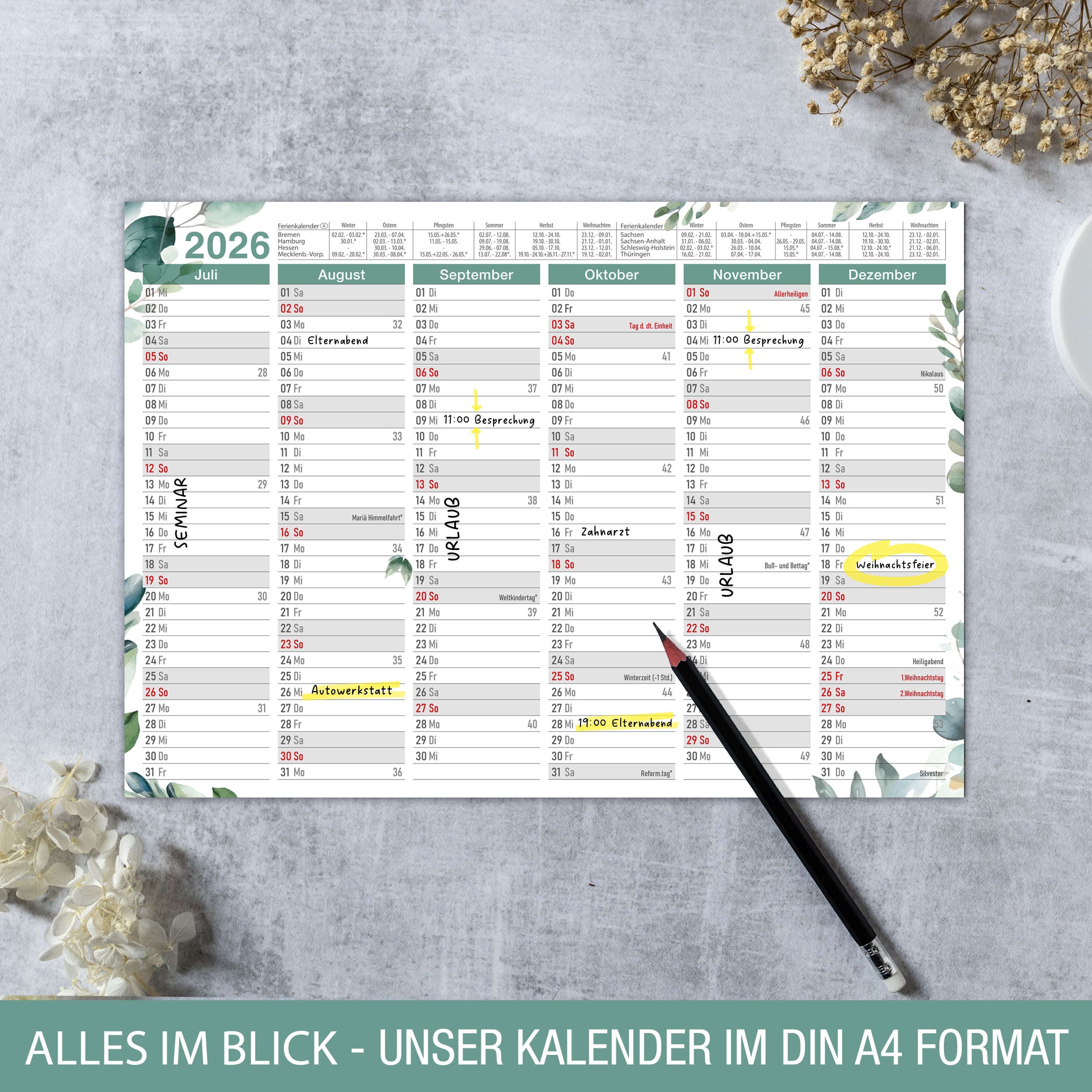 Tafelkalender 2026 "Eukalyptus"