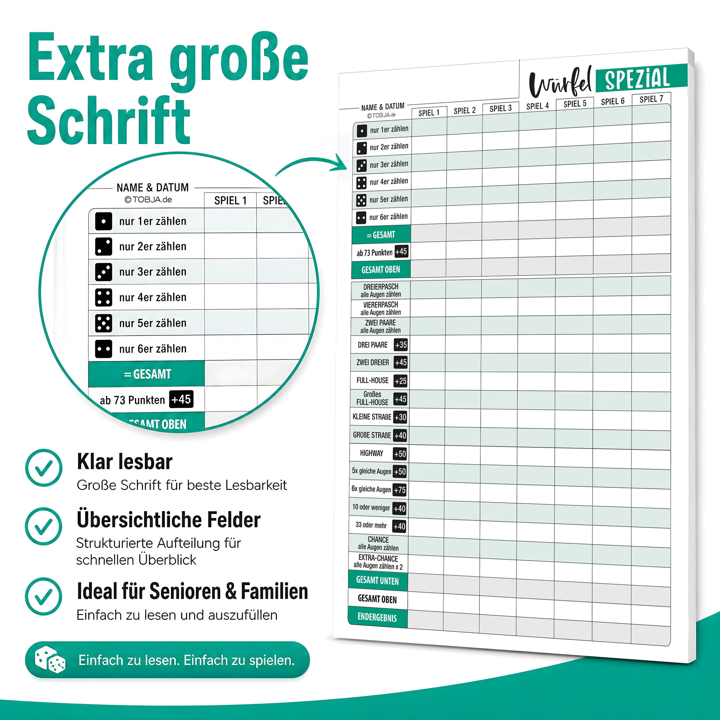 Würfelspiel Block Spezial DIN A4