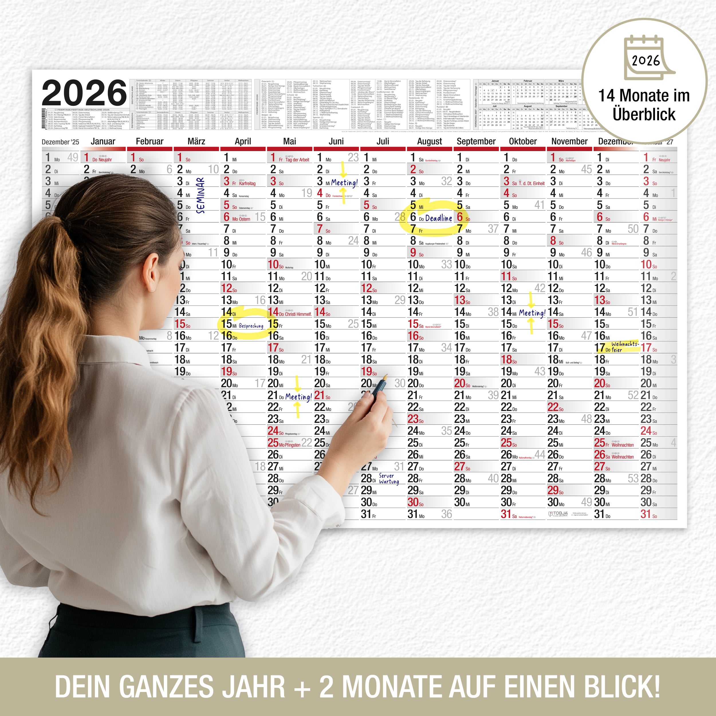 B1 Wandkalender 2026 beidseitig