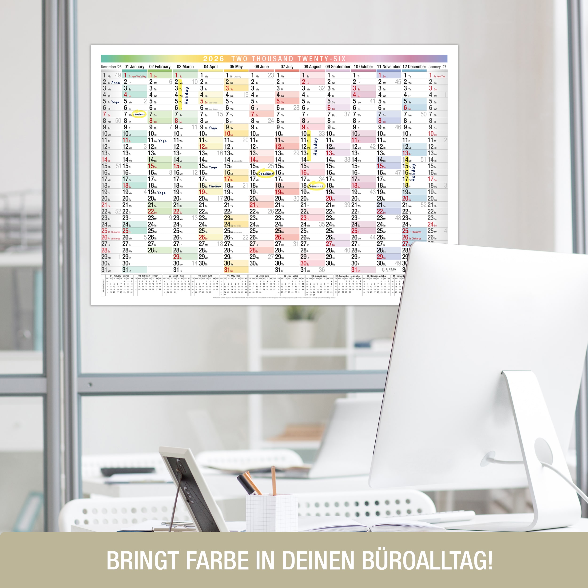 A2 Wandkalender 2026 EU Englisch A2 Wandkalender 2026 EU Englisch
