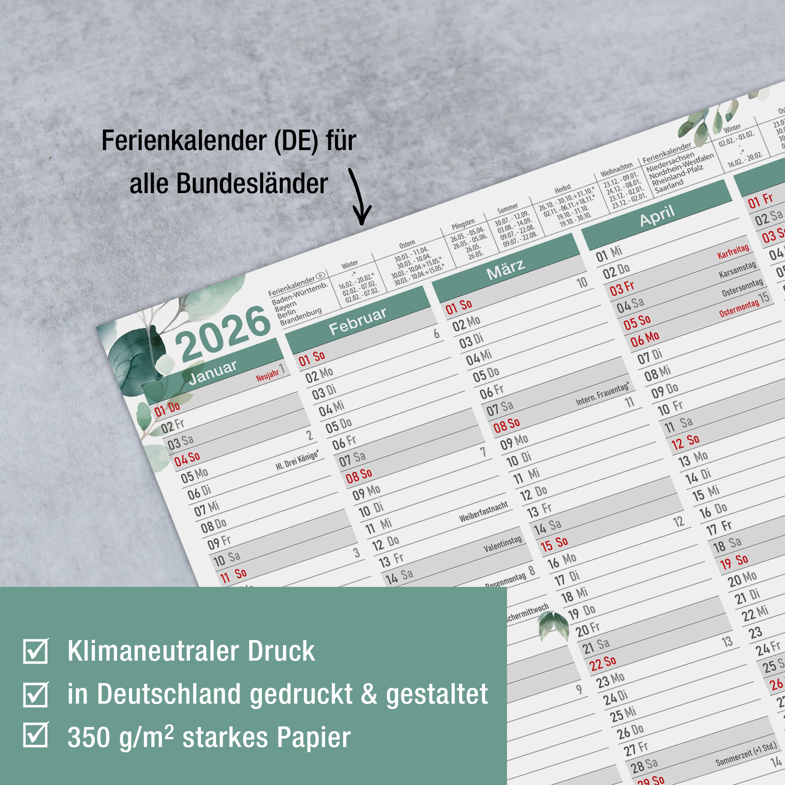 Tafelkalender 2026 "Eukalyptus"