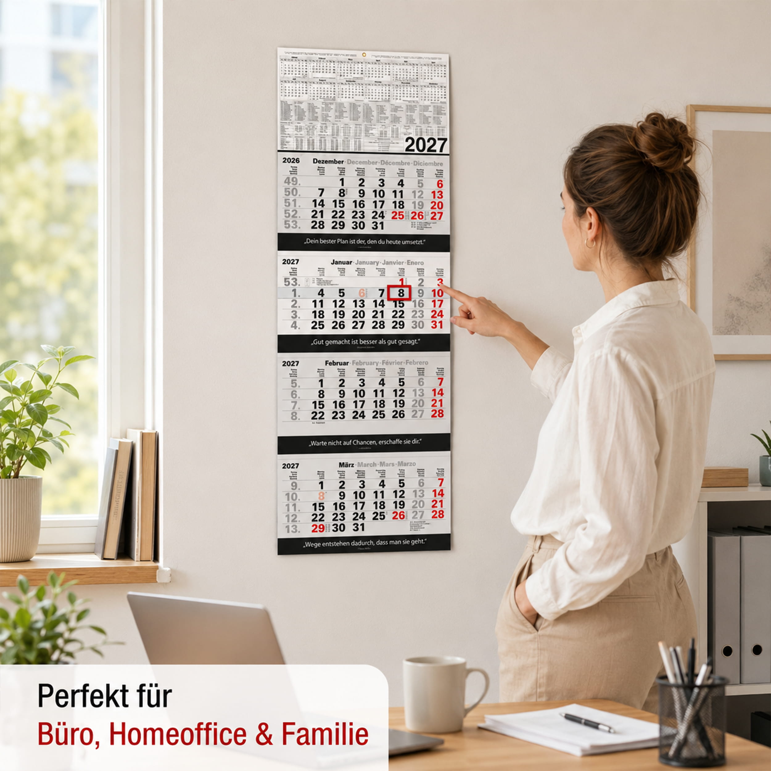 4-Monatskalender 2027 Block Zitate 33x96