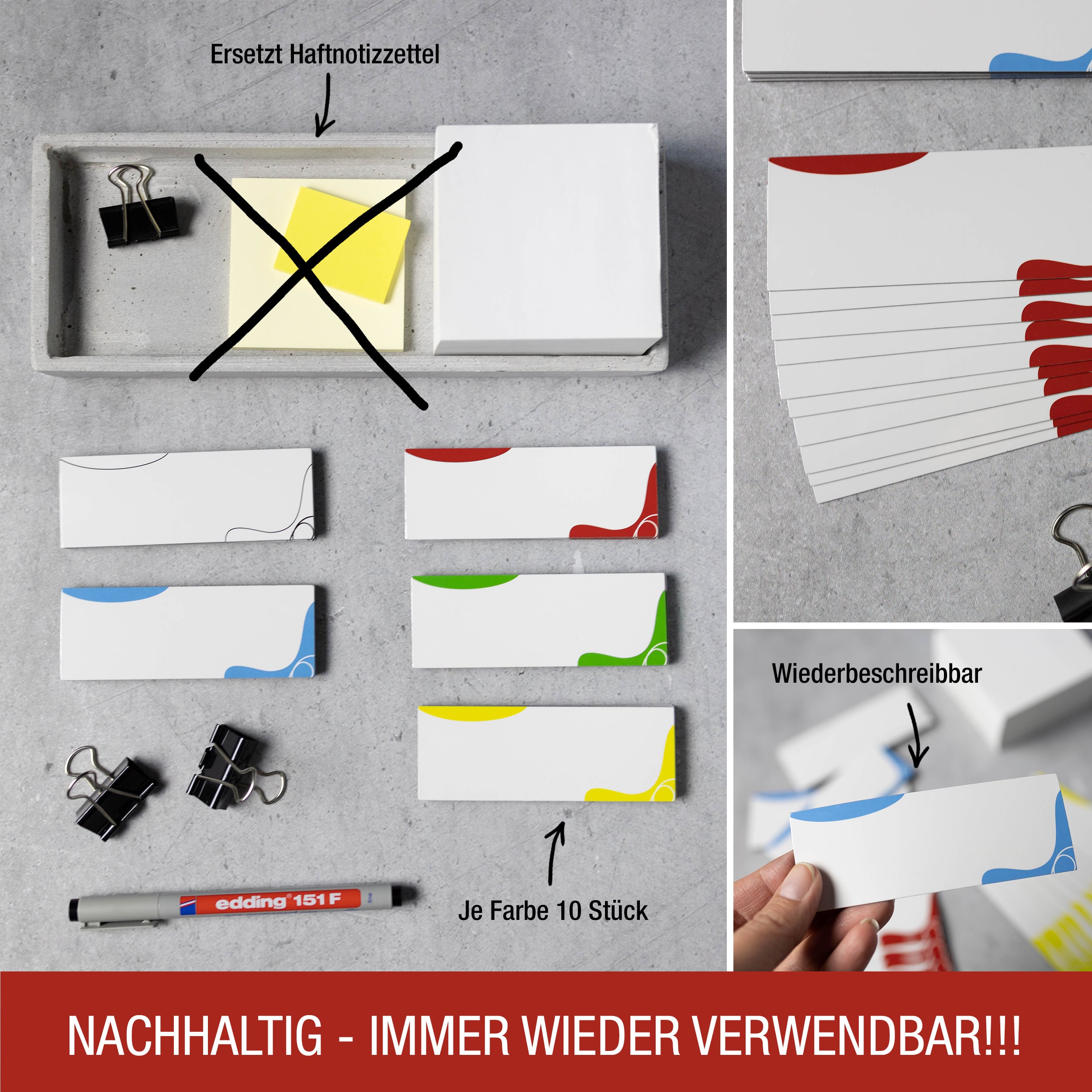 Beschreibbare Magnetstreifen: 50Stck. Bunt