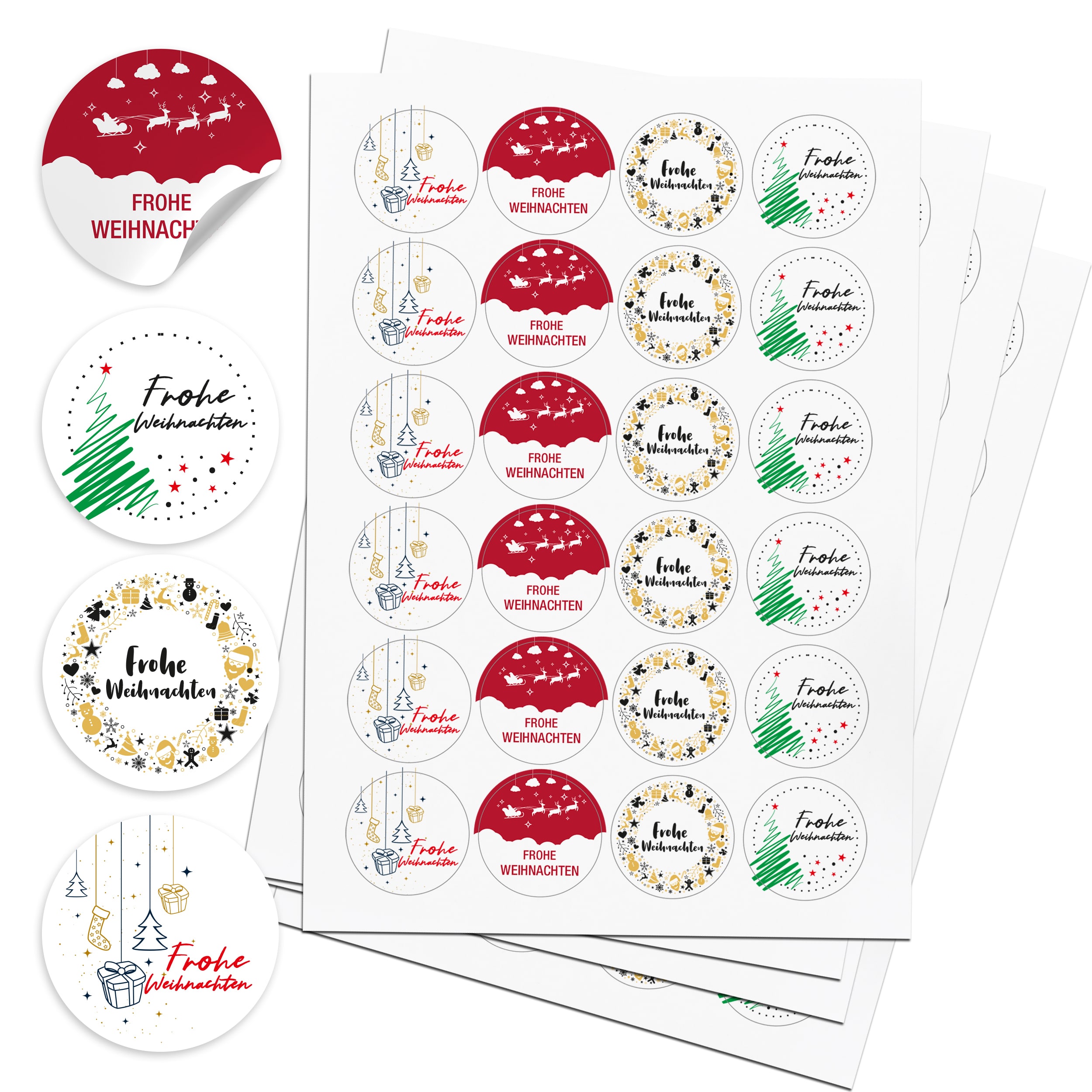 96 Aufkleber "Frohe Weihnachten" weiß 96 Aufkleber "Frohe Weihnachten" weiß