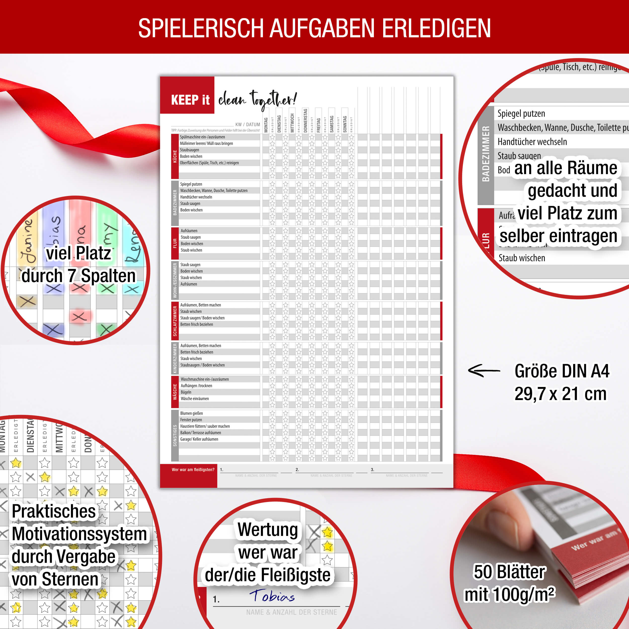 Haushaltsplaner Block für Familien "clean room"