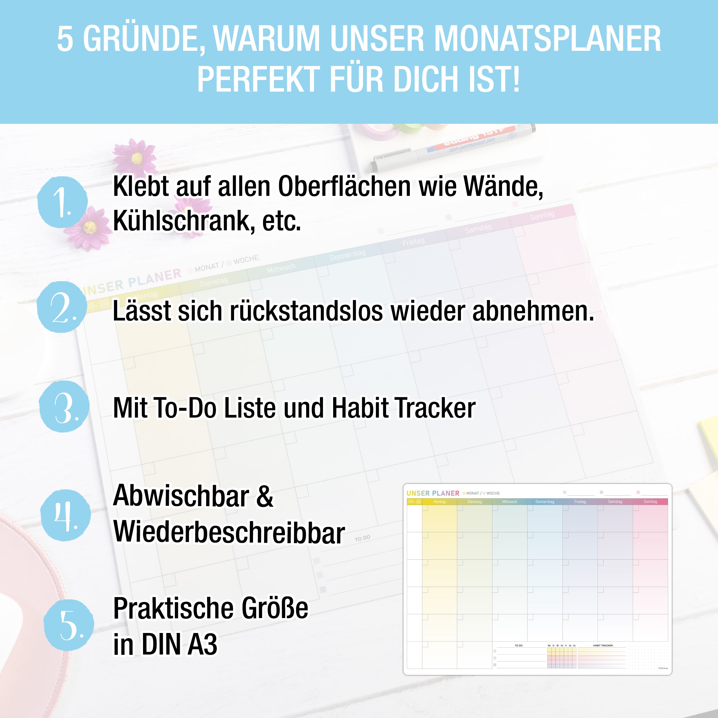 A3 selbsthaftender Monatsplaner A3 selbsthaftender Monatsplaner