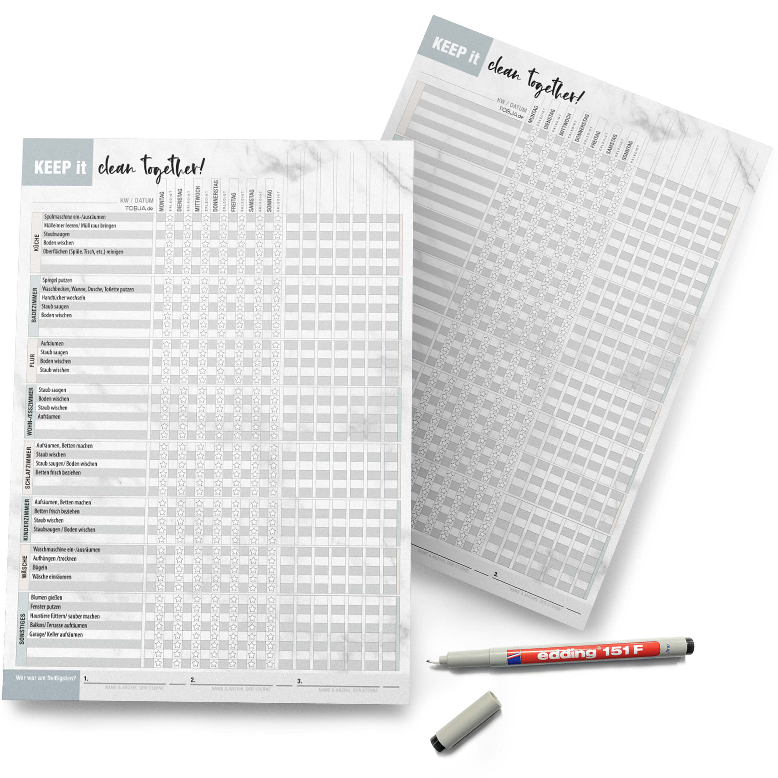 Haushaltsplaner abwischbar inkl. Stift Haushaltsplaner abwischbar inkl. Stift