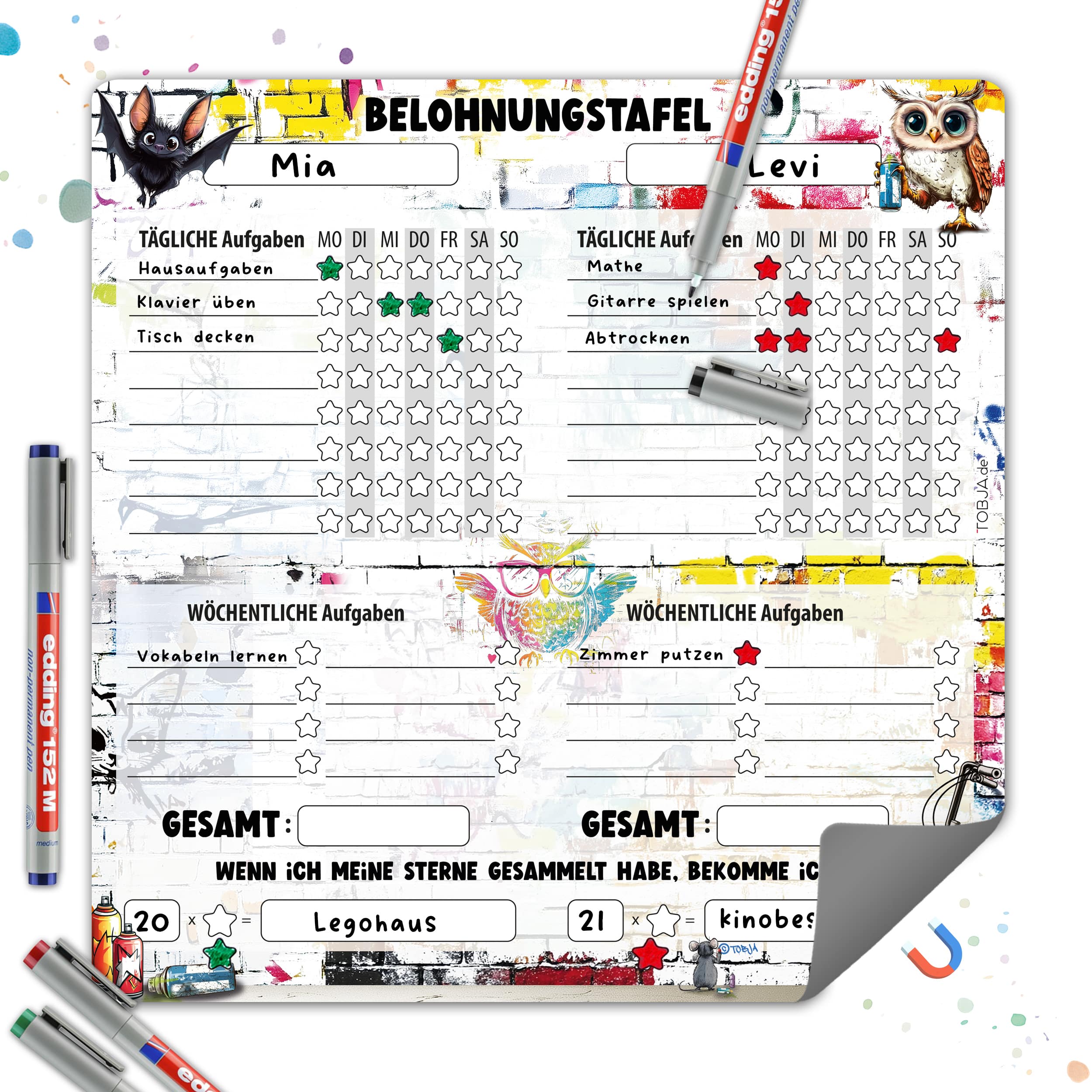 Belohnungstafel für zwei, Graffiti magnetisch 