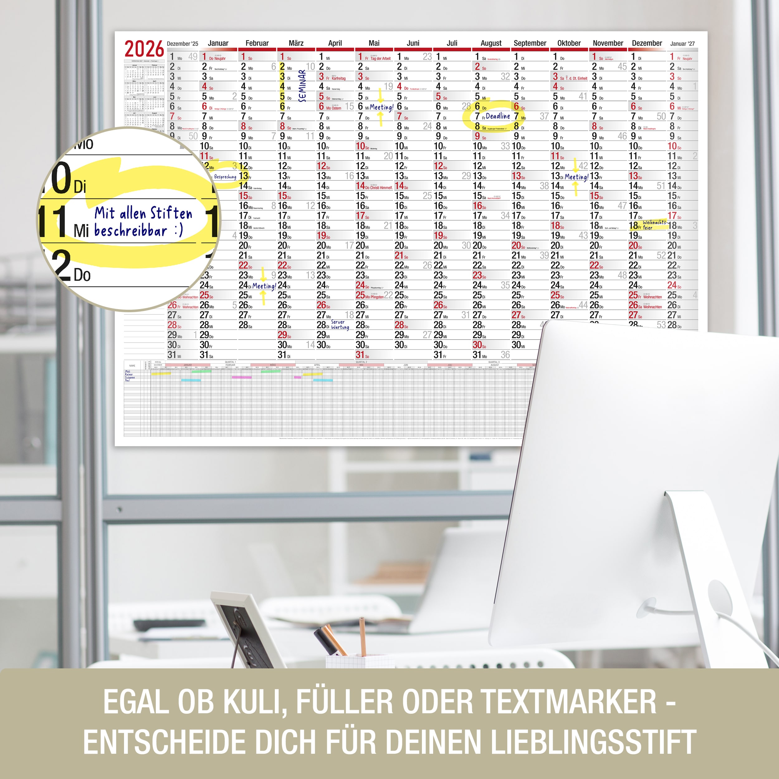 B1 Wandkalender 2026 beidseitig B1 Wandkalender 2026 beidseitig