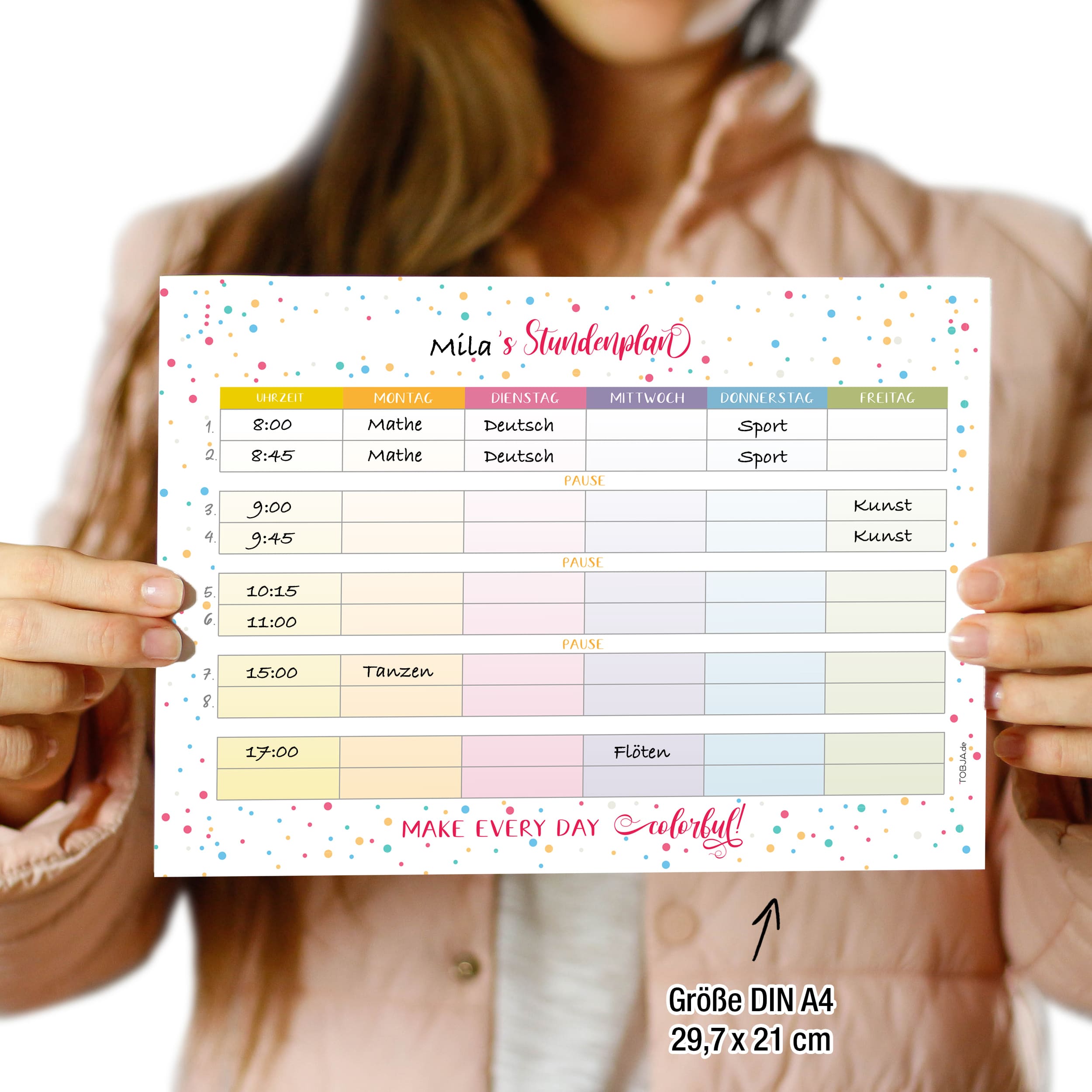 Stundenplan Block "Dots" Bunt