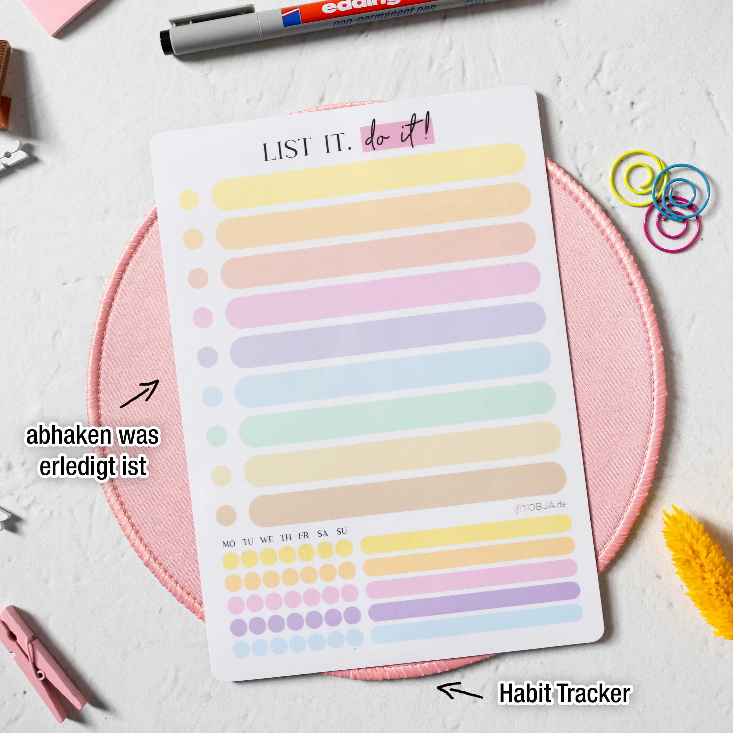 To-do Liste magnetisch A5 inkl. Stift | Habit-Tracker
